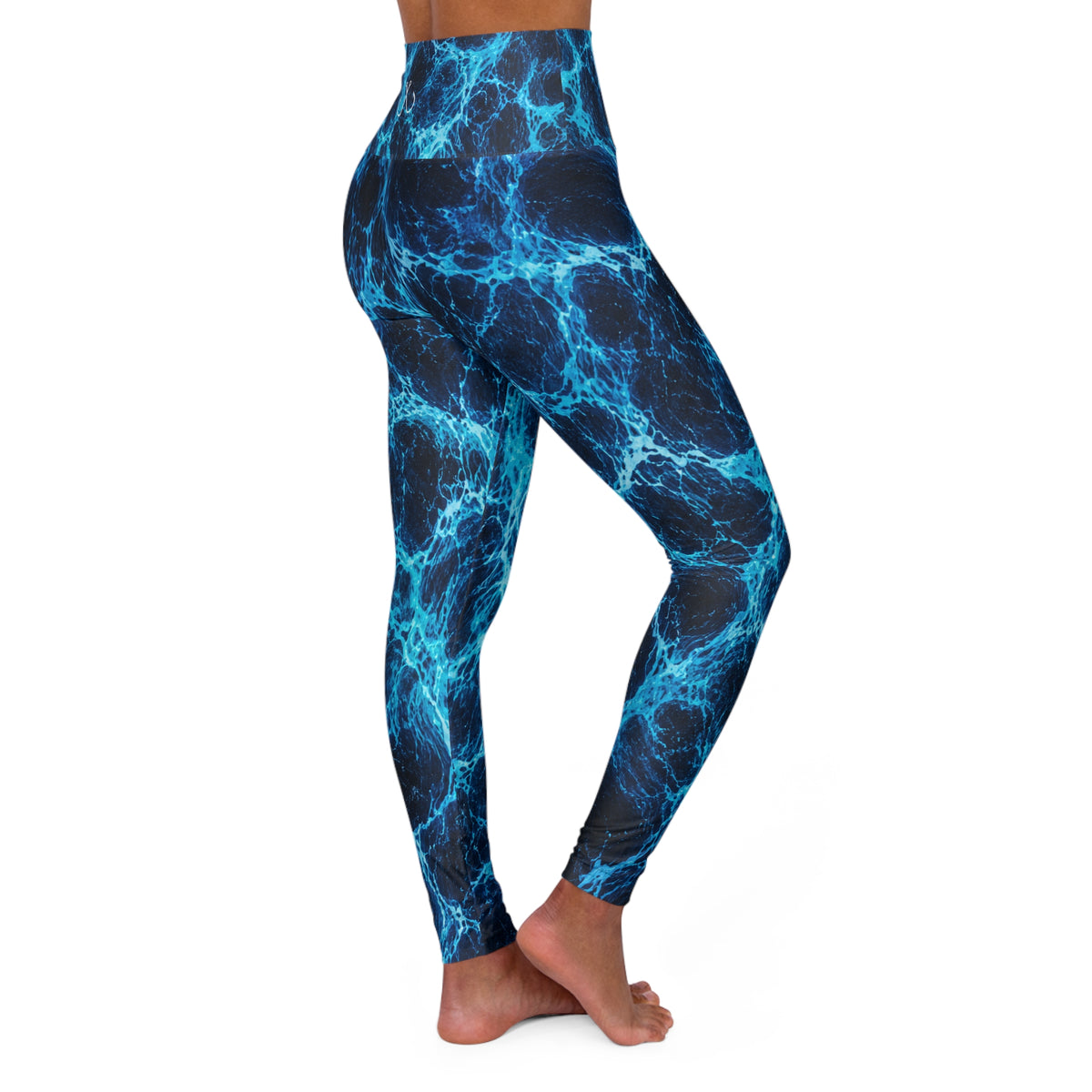 Blue Ocean Waves High Waisted Yoga Leggings - Purple, Comfortable Activewear, Fitness Pants, Ideal for Gym, Yoga, and Weekend Brunch