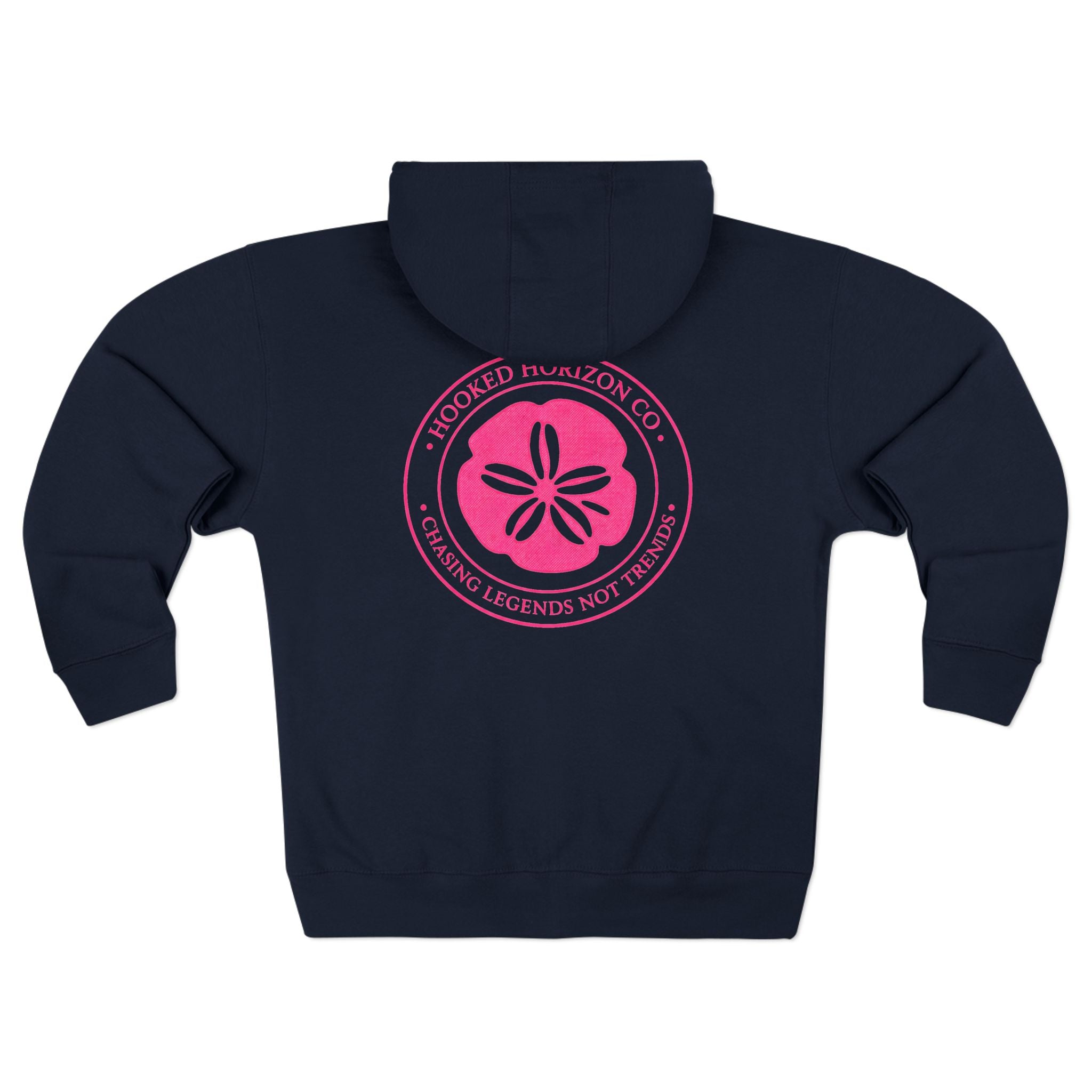 Pink Sand Dollar Tropical Flower Logo— Hooked Horizon Co. Zip-Up Hoodie