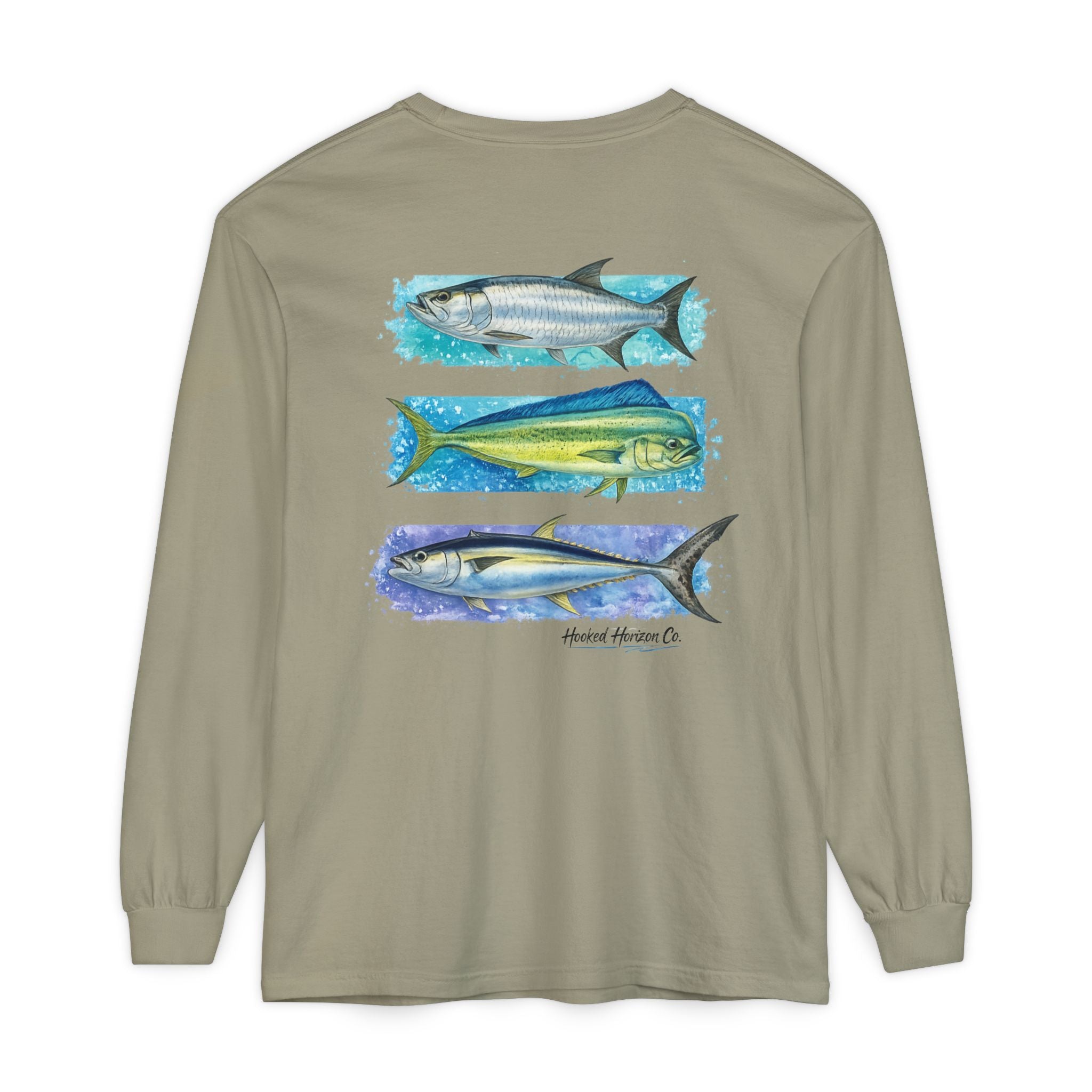 Chasing Legends Tarpon, Mahi Mahi, TunaSaltwater Fish Long Sleeve Tee — Hooked Horizon Co. Graphic Shirt