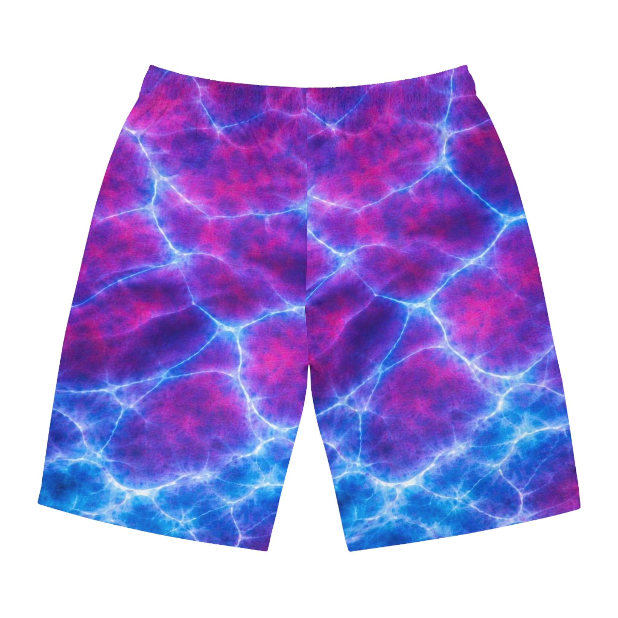 Purple and Blue Reflections Ocean-Inspired Board Shorts, Swimwear for Beach Days, Summer Vacations, Pool Parties, Surfing Attire, Water Sports