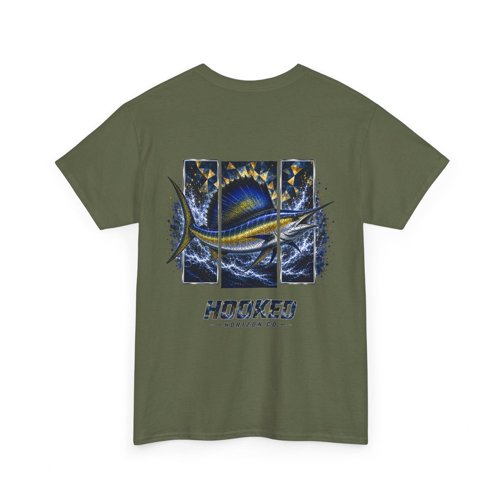 Sail Fish Hooked Horizon Co Tee—Ocean Graphic Tee — "Beloved" Ray Design