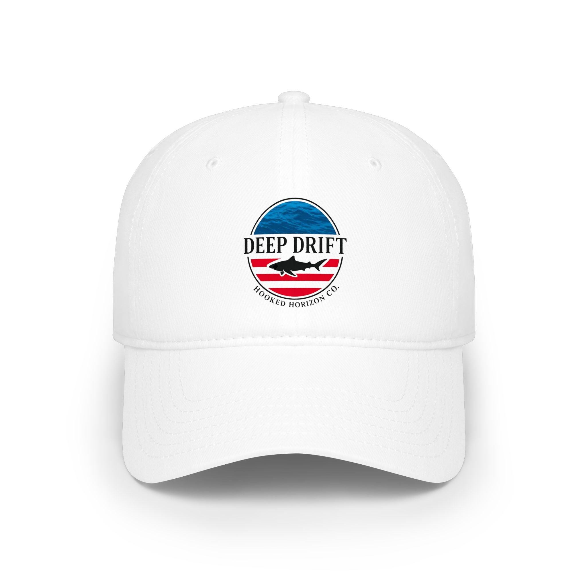 Deep Drift American Flag Patch Baseball Cap — Vintage Ocean Americana Low-Profile Hat, Multiple Color Variations