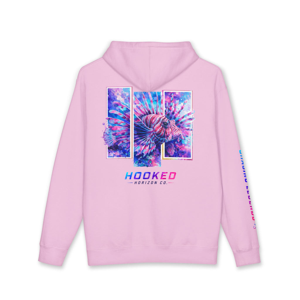 Lion Fish Hoodie Hooked Horizon Co. — Fishing Back Graphic Hoodie, Multiple Color Variations