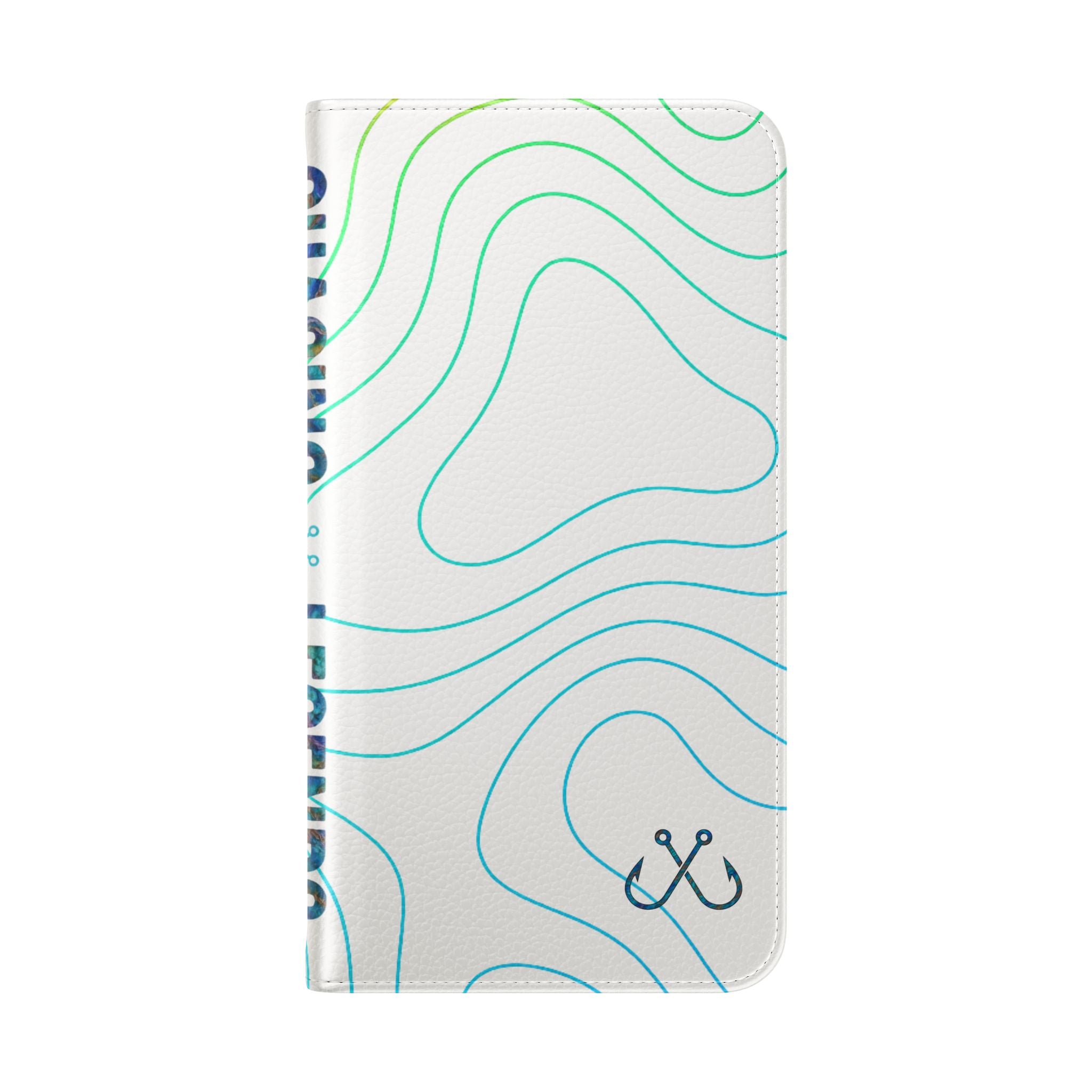 Ocean Topography Waves Flip Phone Case — Turquoise Water Pattern Wallet Cover