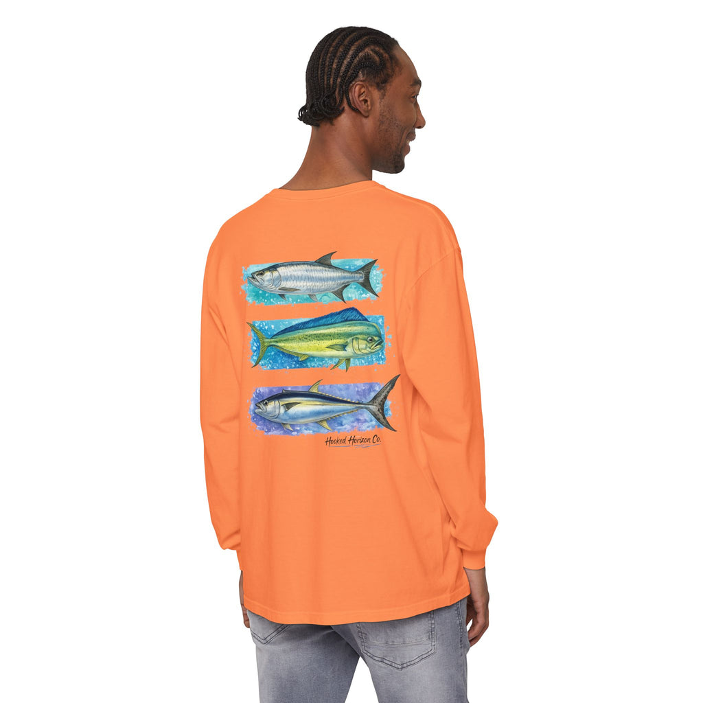 Chasing Legends Tarpon, Mahi Mahi, TunaSaltwater Fish Long Sleeve Tee — Hooked Horizon Co. Graphic Shirt