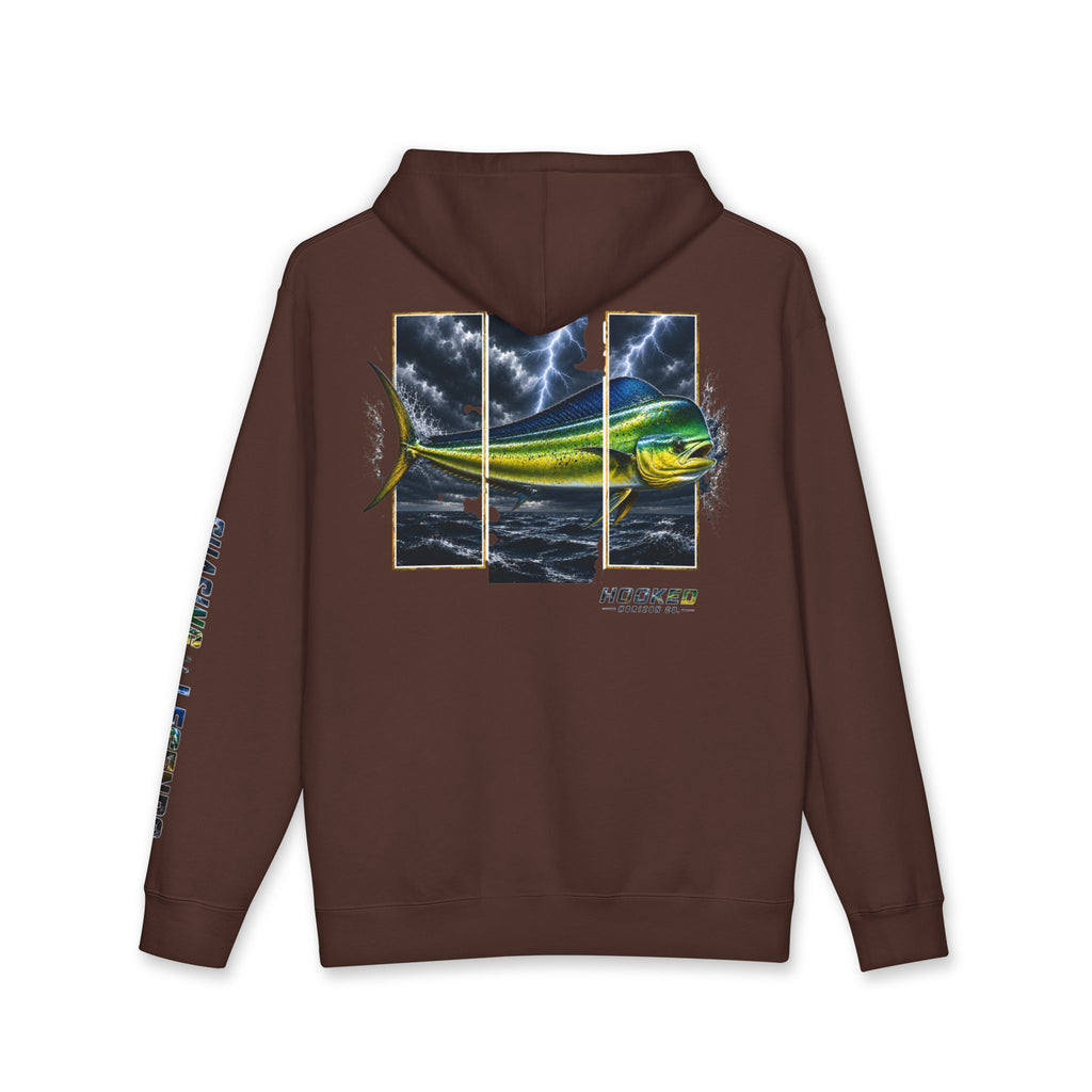 Mahi Mahi Hoodie Hooked Horizon Co. — Fishing Back Graphic Hoodie, Multiple Color Variations
