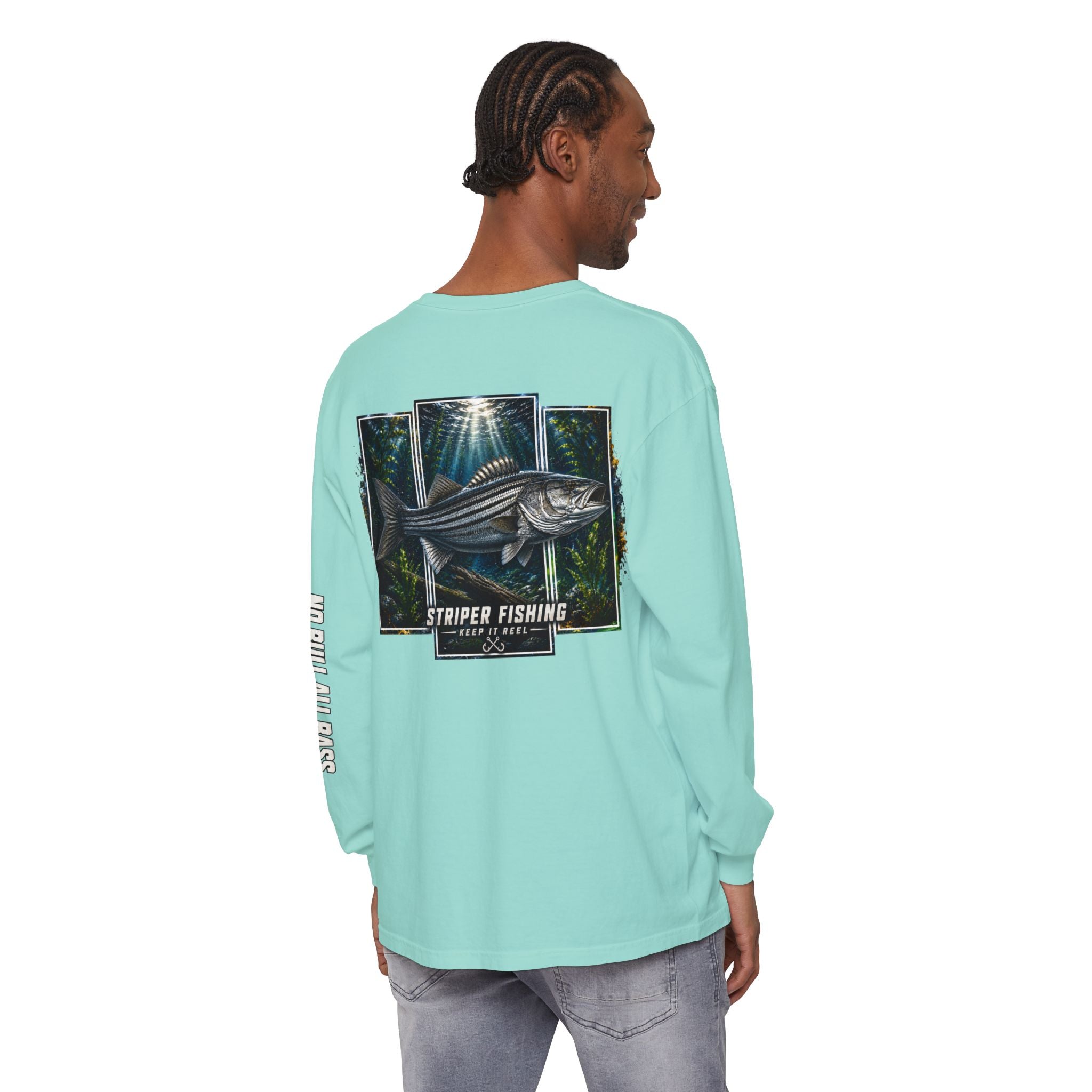 Saltwater Sea Striper Fishing Long Sleeve T-Shirt, Ocean Adventure Apparel, Boat Trip Shirt, Coastal Style, Gift for Fishermen