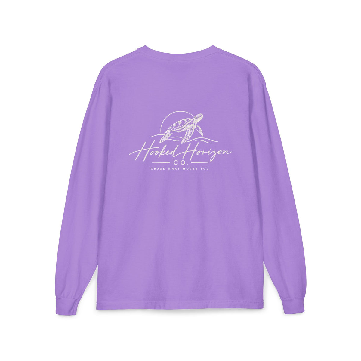 Turtle Hooked Horizon Co. – " Chase What Moves You "Unisex Long Sleeve Pocket T-Shirt