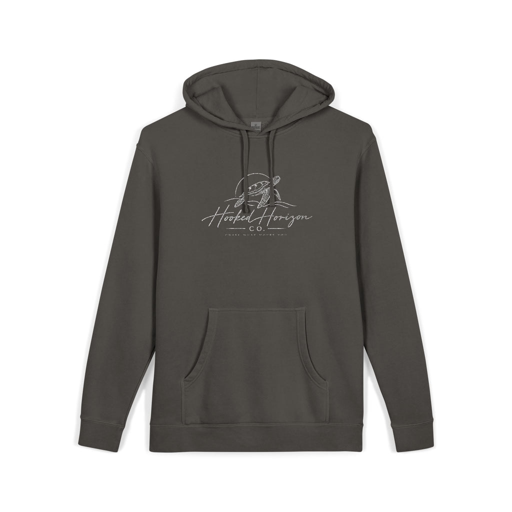 Turtle Hooked Horizon Co – " Chase What Moves You "Unisex Pigment-Dyed Hoodie