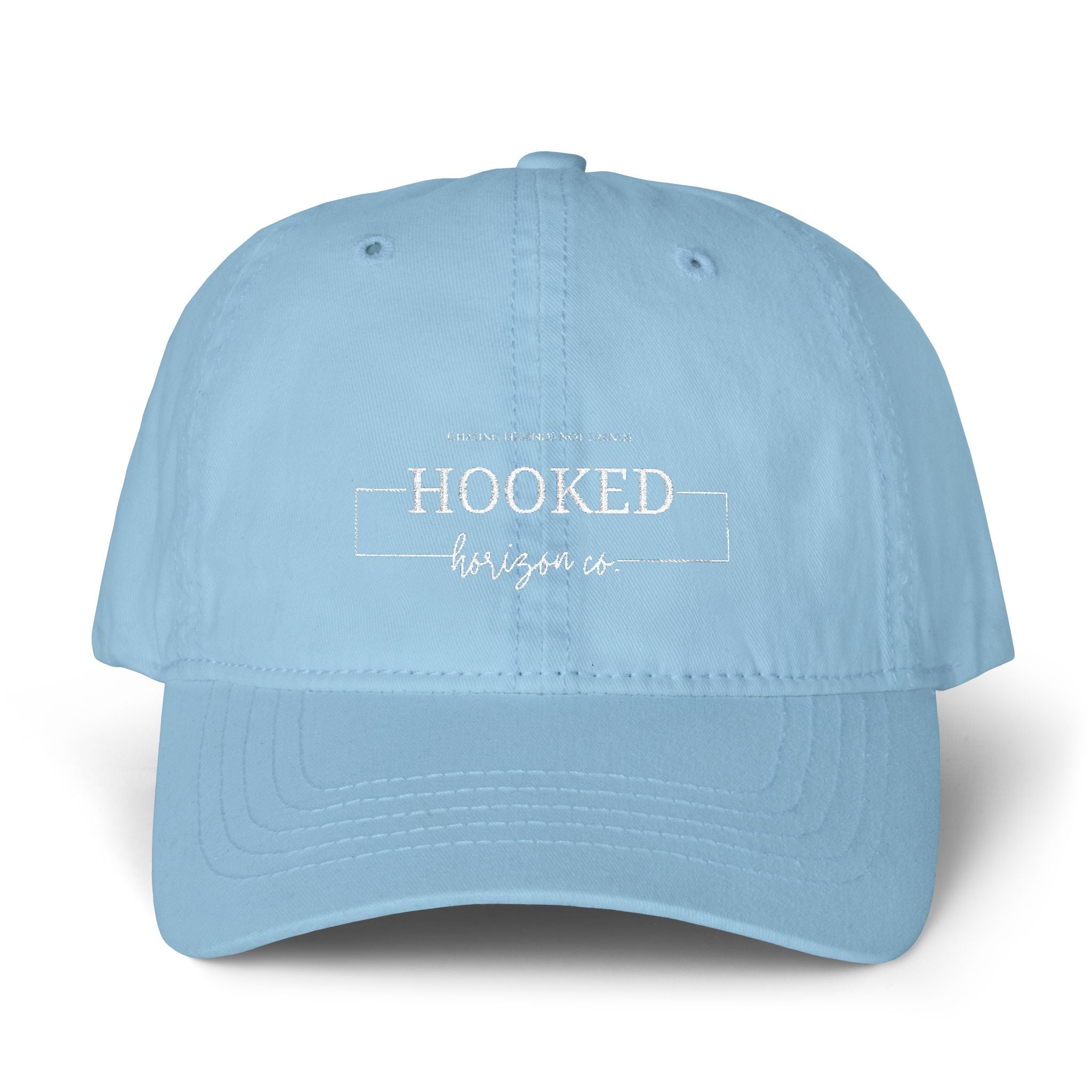 Chasing Legends Not Trends — Hooked Horizon Co. Women's Pigment-Dyed Cap with Fashion Undervisor (Embroidery), Multiple Color/ Lining Variations