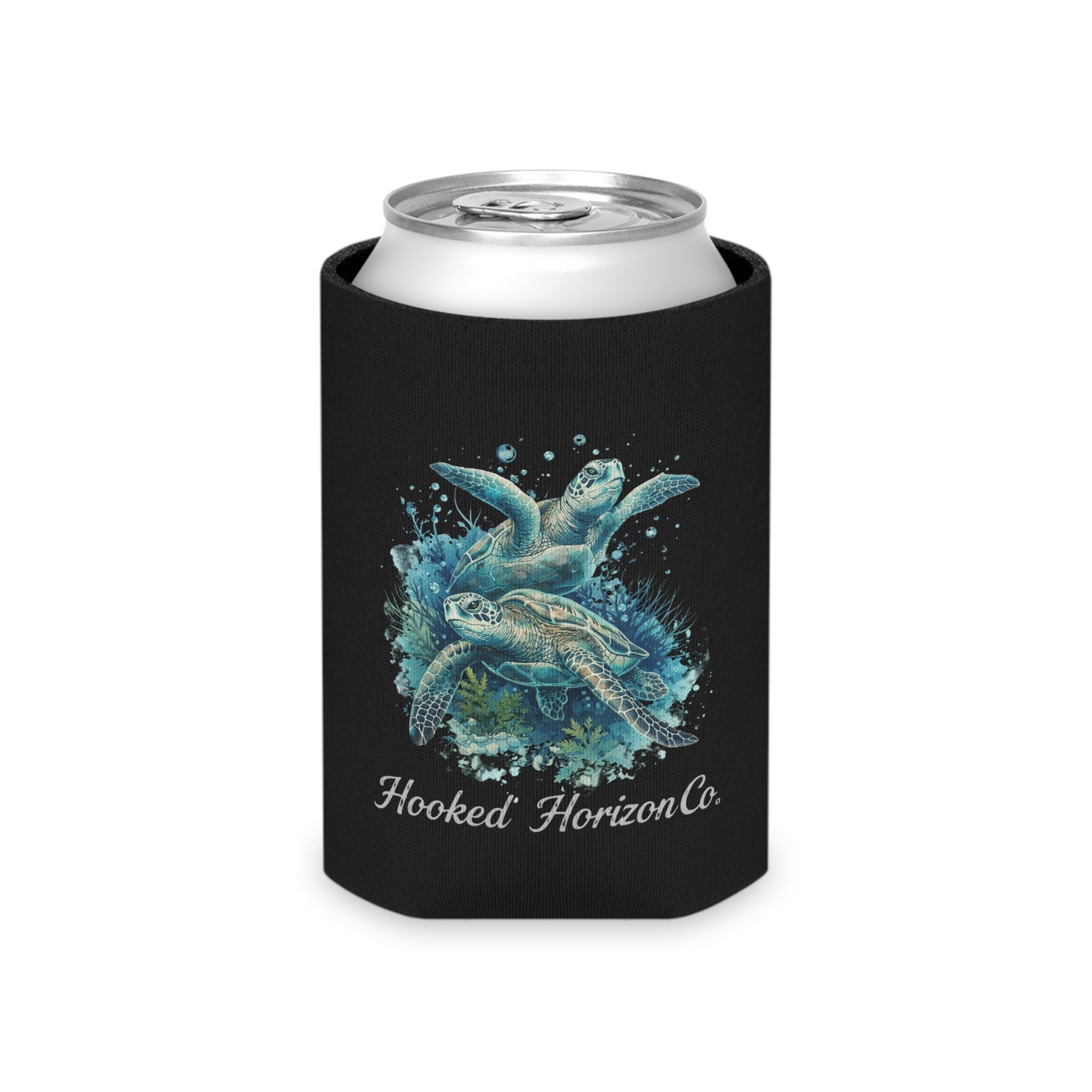Sea Turtle Can Cooler Coozie — Hooked Horizon Co. Fishing Wave Koozie