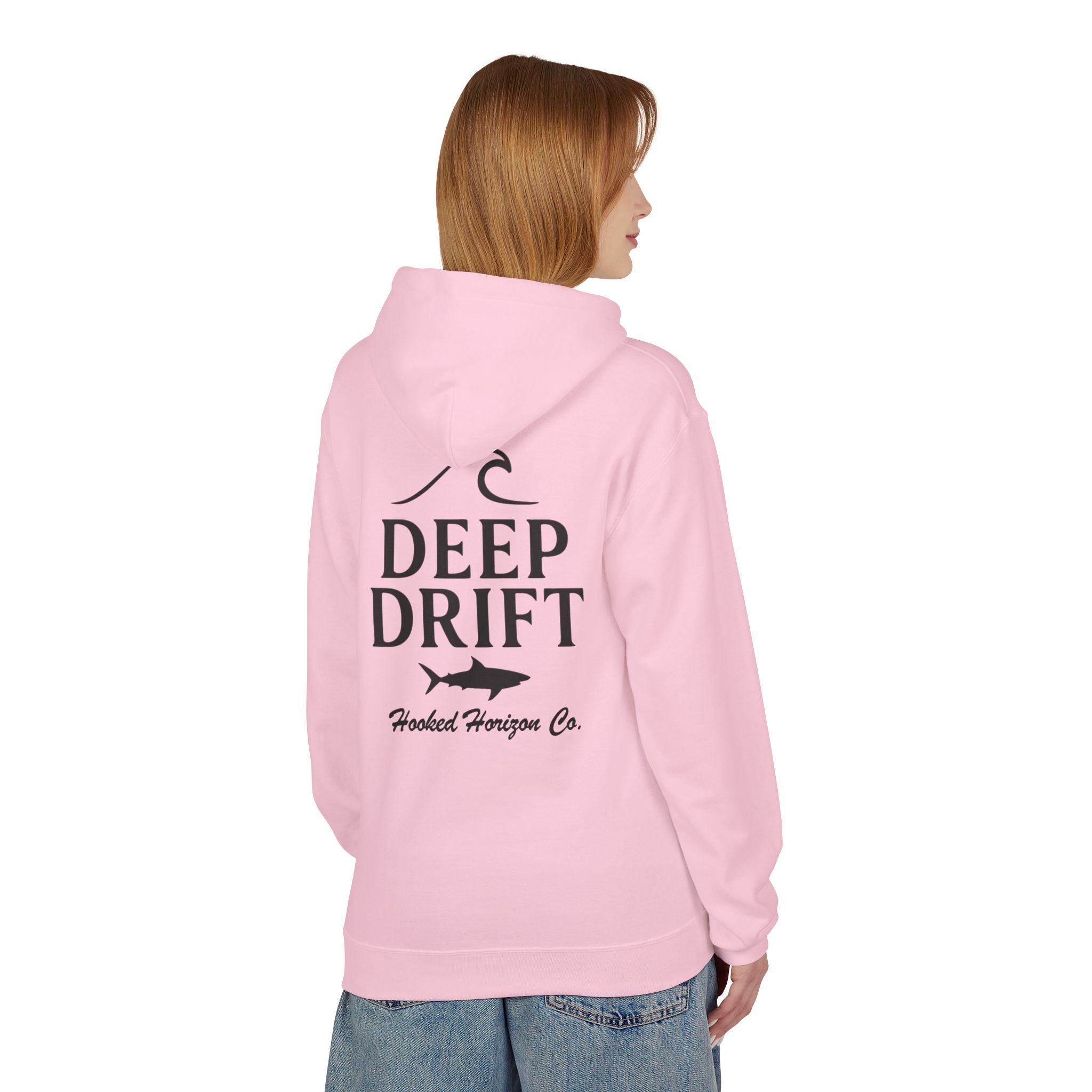 Deep Drift Wave & Shark Fishing Hoodie — Hooked Horizon Co. Pullover, Multiple Color Variations