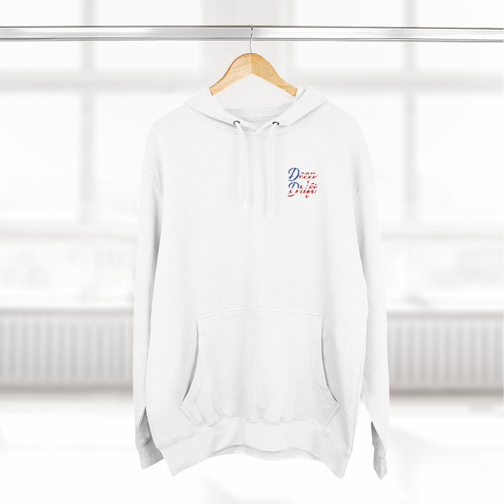 USA Deep Drift — Hooked Horizon Co. Neon Fishing Hoodie – "Chase the Horizon, Hook the Legend" Graphic