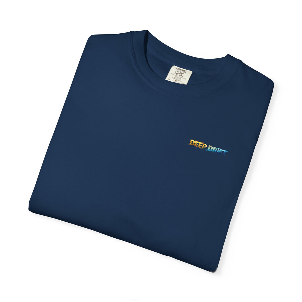 Gold & Blue Tarpon Hooked Horizon Co. — Deep Drift Fishing Graphicishing Tee for Angler Lovers, Shark Lovers, Ocean Tee