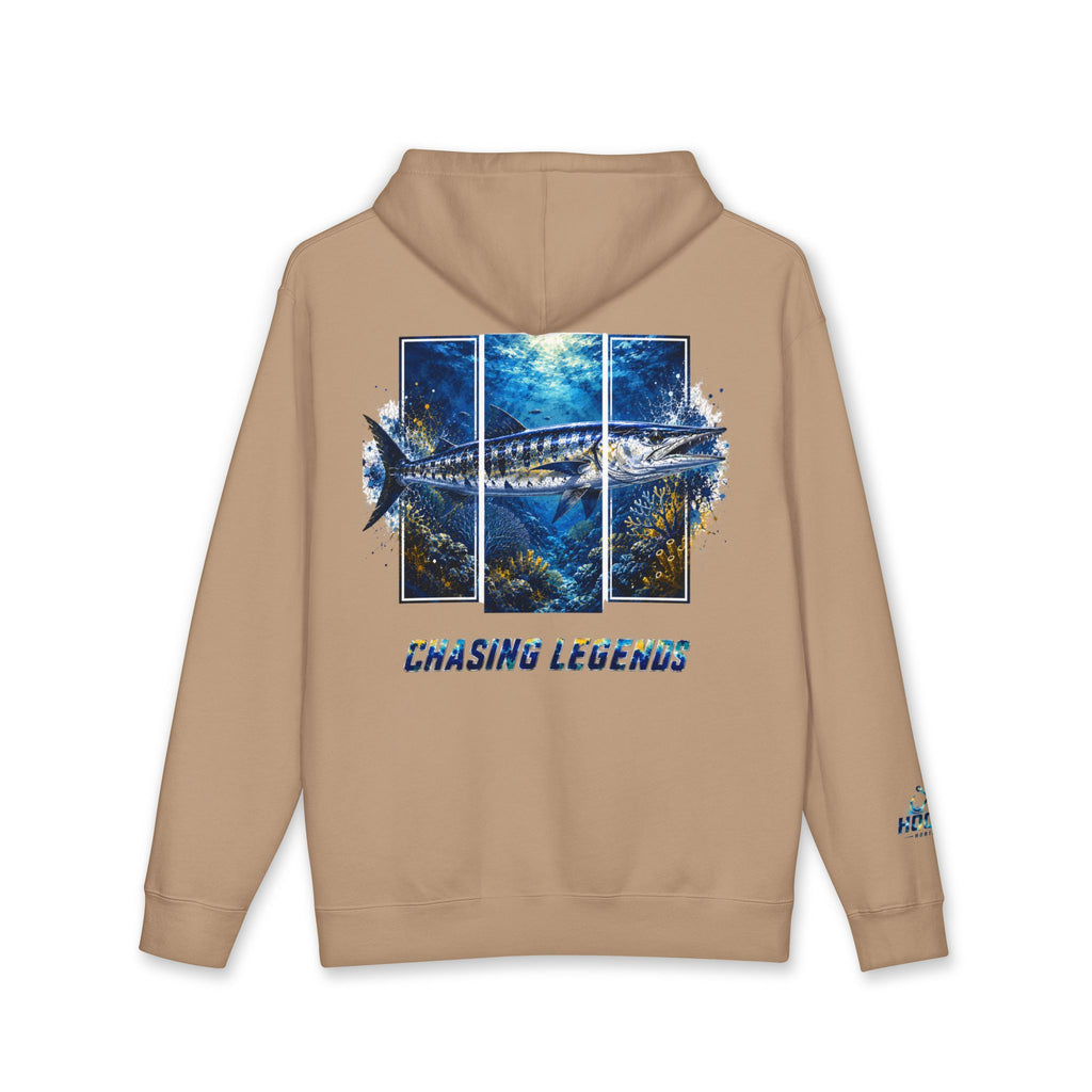Barracuda Hoodie Hooked Horizon Co. — Fishing Back Graphic Hoodie, Multiple Color Variations