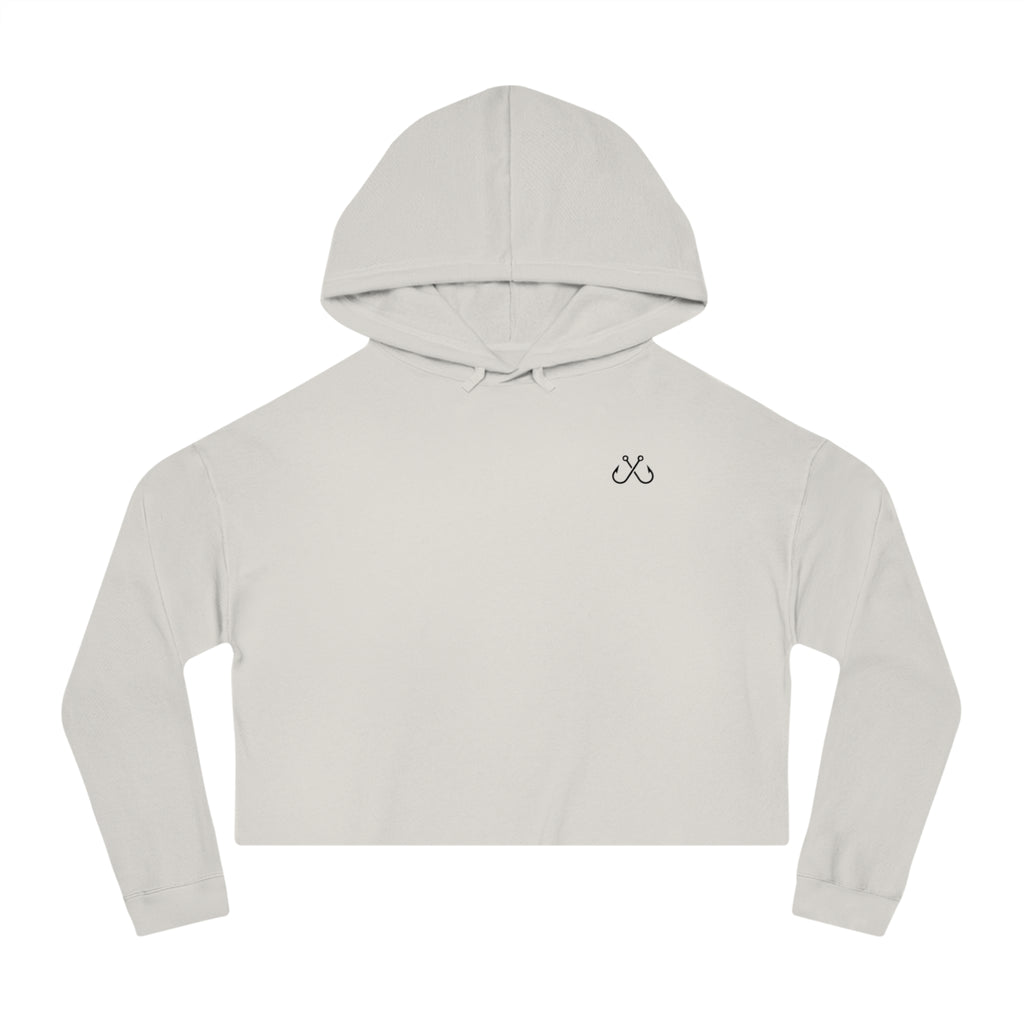 Green Hammer Head Shark Cropped Hoodie — "Deep Drift on the Water" Fishing Graphic