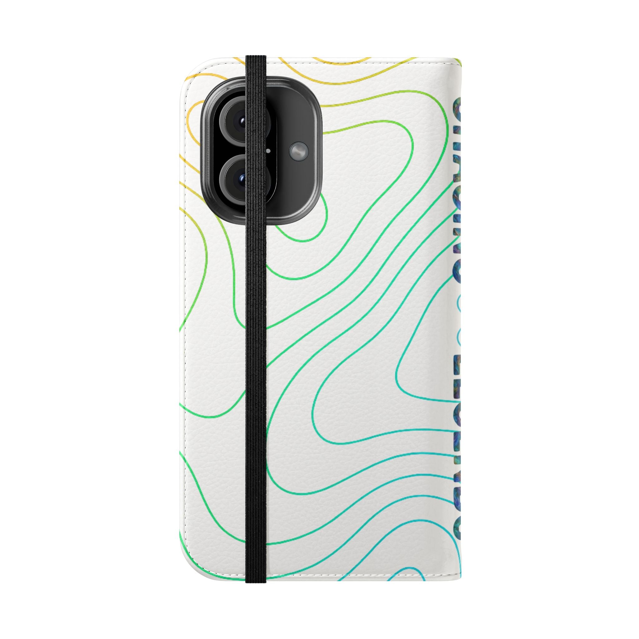Ocean Topography Waves Flip Phone Case — Turquoise Water Pattern Wallet Cover