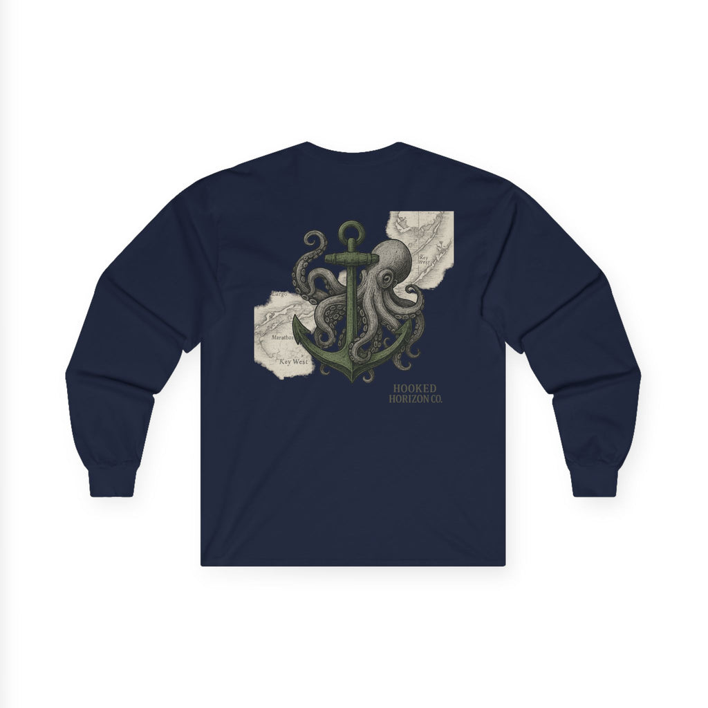 Copy of Octopus & Anchor Long Sleeve Tee, Unisex Cotton Shirt, Nautical Gift, Beachwear, Casual Outfit, Ocean Lover Apparel