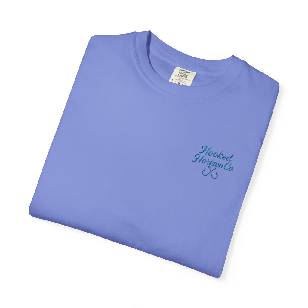 Mahi Mahi Hooked Horizon Co. — "Chasing Legends" Deep Drift Fishing Graphicishing Tee for Angler Lovers, Shark Lovers, Ocean Tee