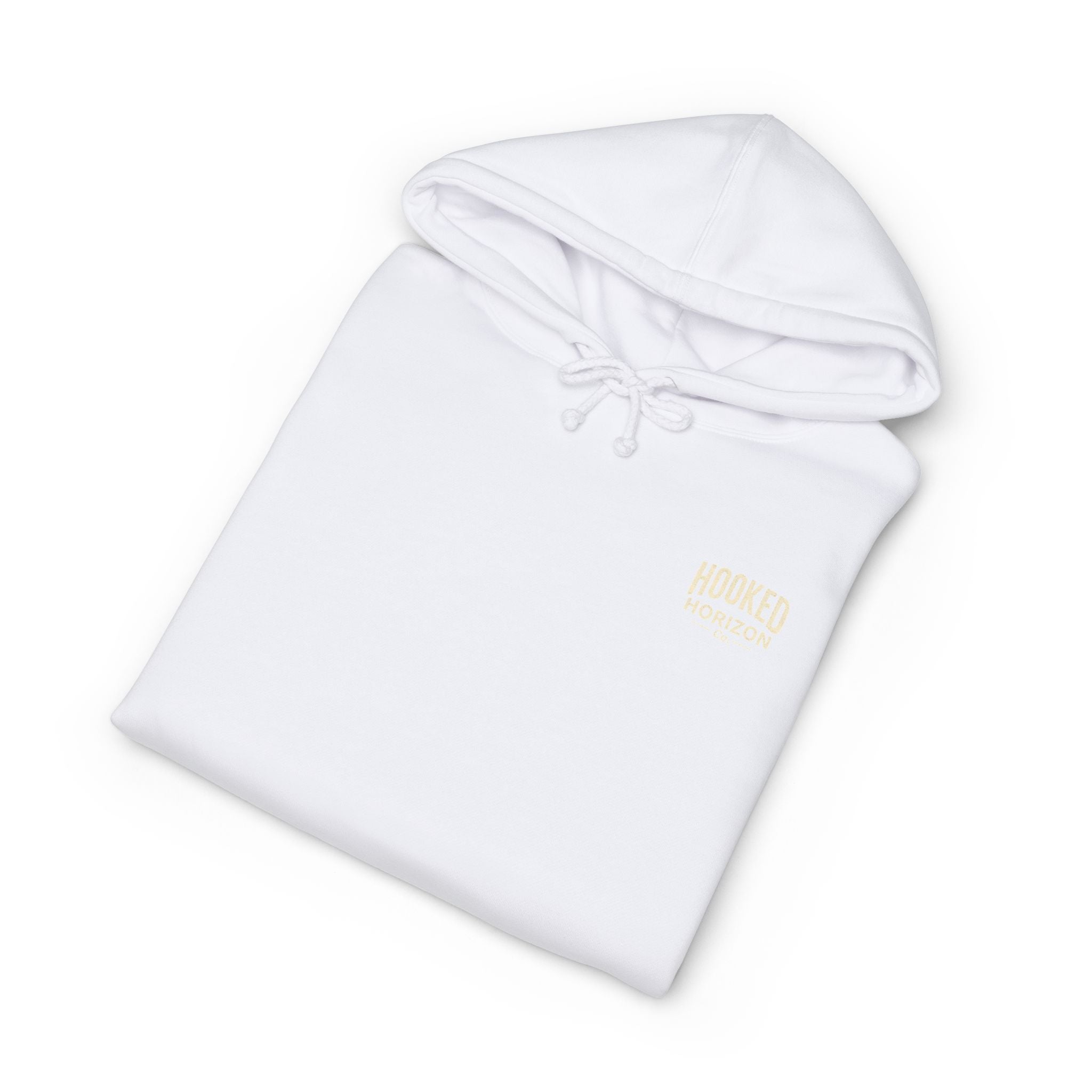 Dog & Sunset Hoodie Hooked Horizon Co. — Minimal Fishing Back Graphic Hoodie, Multiple Color Variations