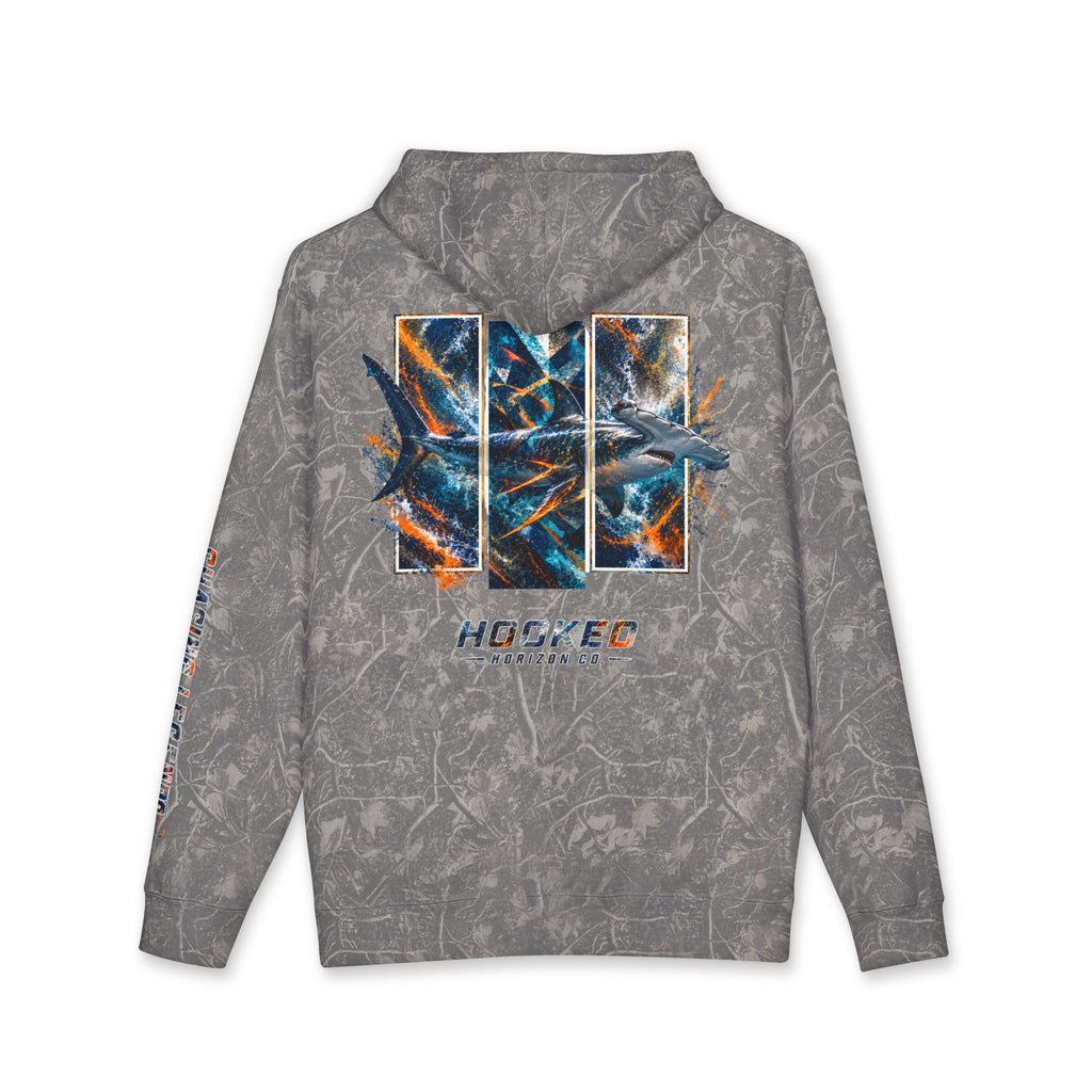 Hammer Head Hoodie Hooked Horizon Co. — Fishing Back Graphic Hoodie, Multiple Color Variations