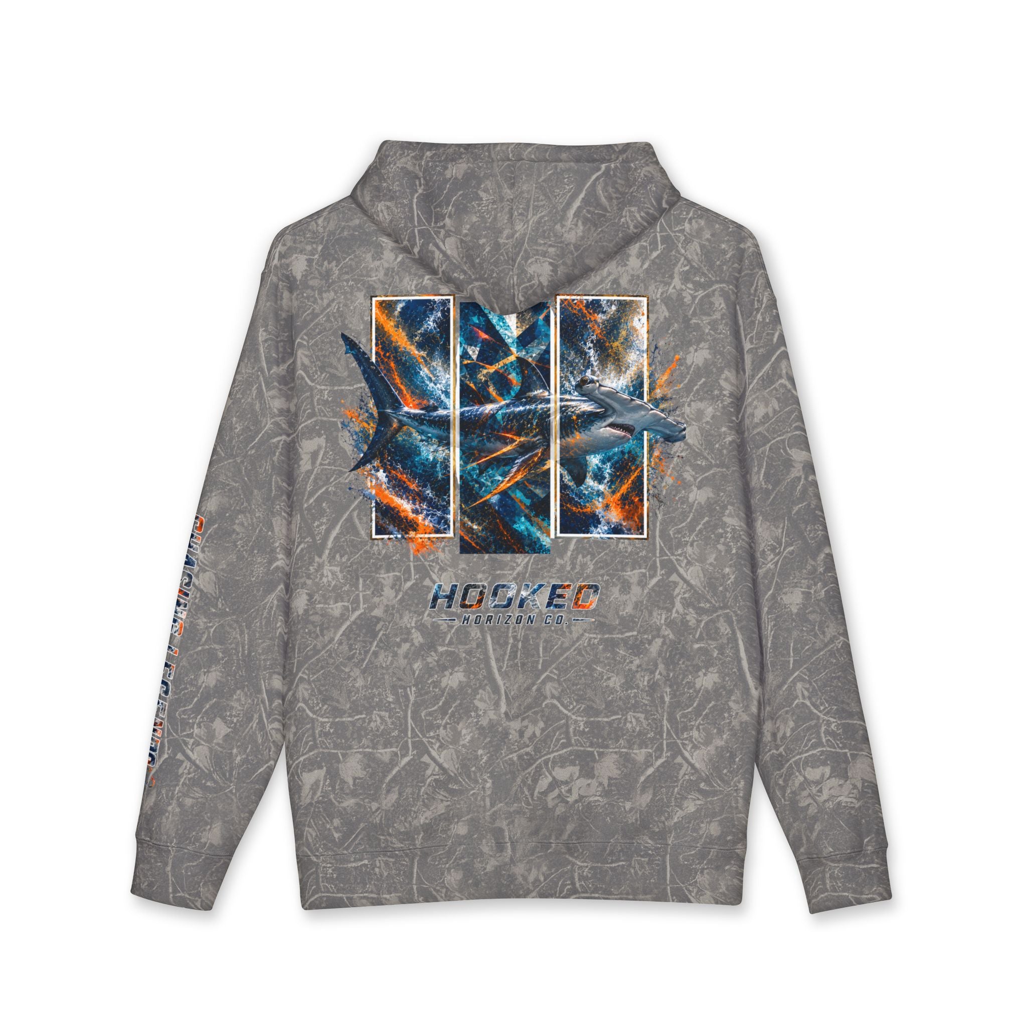 Hammer Head Hoodie Hooked Horizon Co. — Fishing Back Graphic Hoodie, Multiple Color Variations