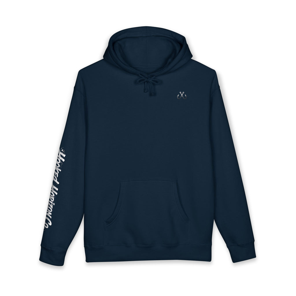Lion Fish Skeleton Hoodie Hooked Horizon Co. — Minimal Skeletal Fish Back Graphic Hoodie, Multiple Color Variations