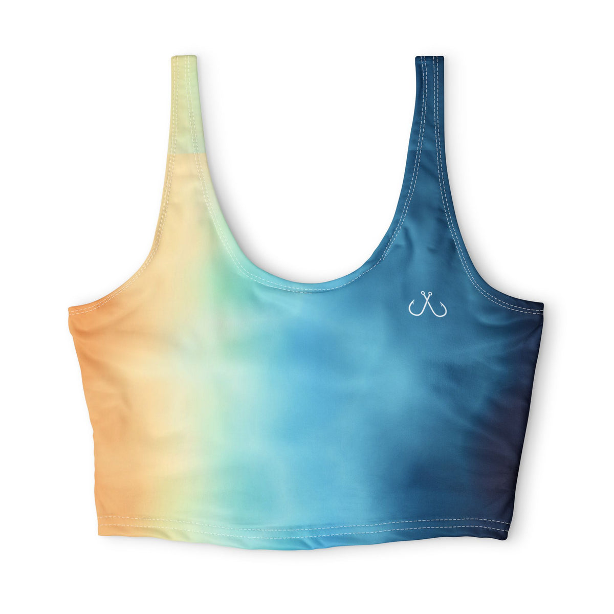 Bright Ombre Deep Drift Hooked Horizon Co. Stylish Sports Bra for Active Women, Workout Top, Gym Essential, Fitness Apparel, Athleisure Wear, Yoga Gear