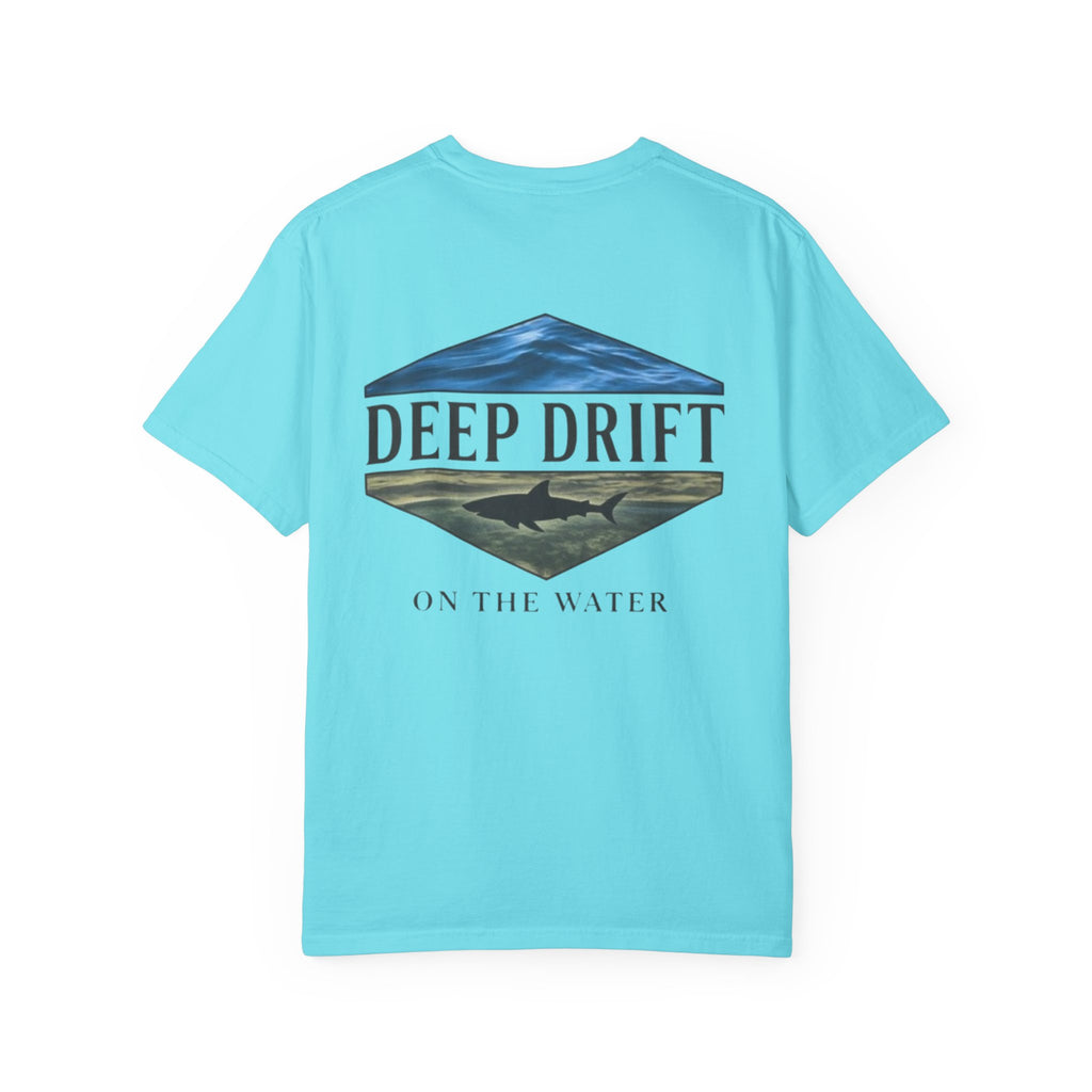 Shark Tee — "Deep Drift on the Water" Fishing Graphicishing Tee for Angler Lovers, Shark Lovers, Ocean Tee