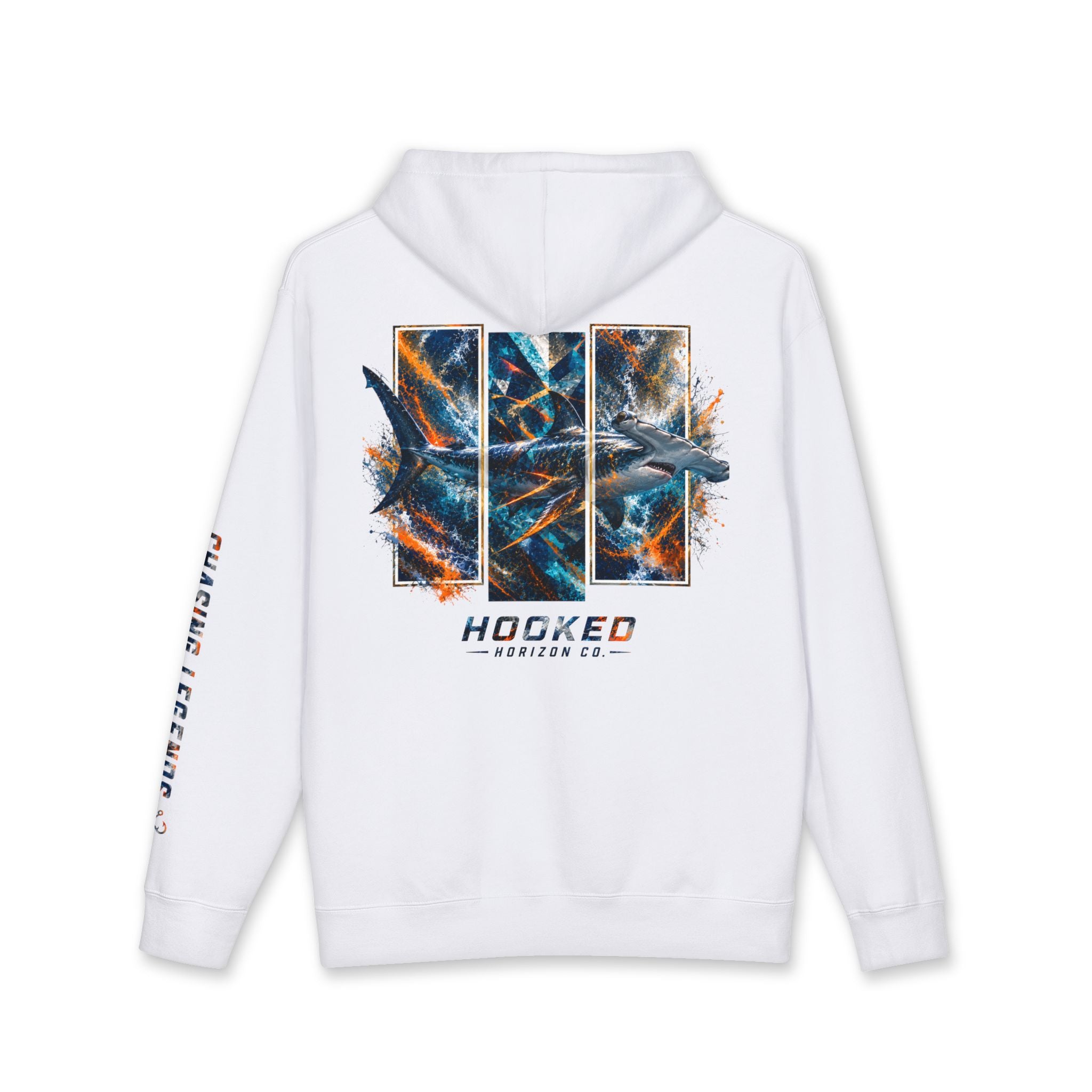 Hammer Head Hoodie Hooked Horizon Co. — Fishing Back Graphic Hoodie, Multiple Color Variations