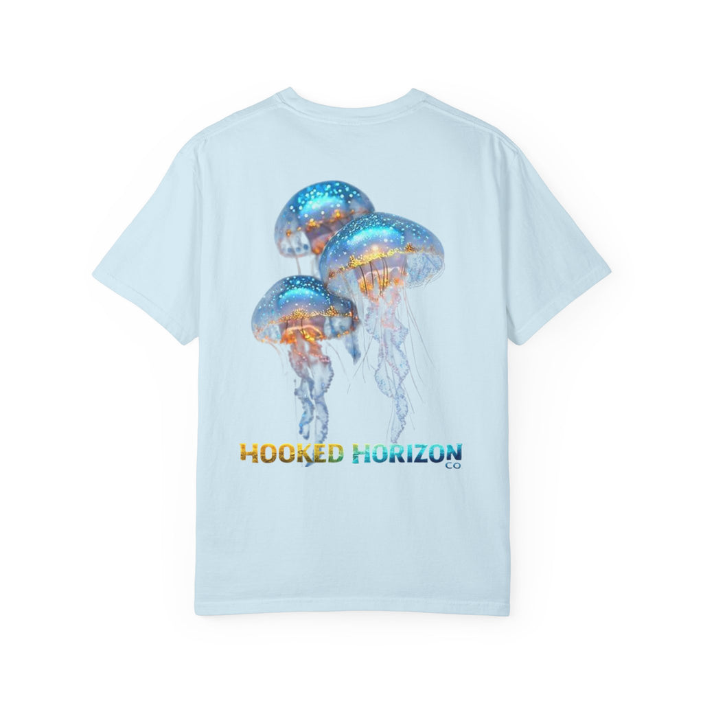 Jelly Fish Hooked Horizon Co. — Deep Drift Fishing Graphicishing Tee for Angler Lovers, Shark Lovers, Ocean Tee