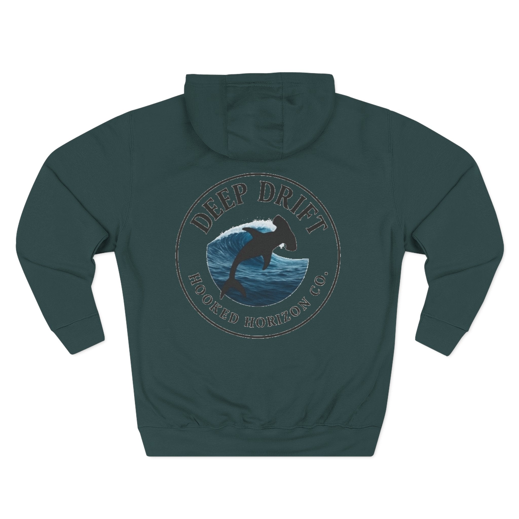 Hammer Head Shark Deep Drift– Hooked Horizon Co. Unisex Zip Hoodie for Ocean Lovers, Nautical Fashion, Cool Weather Gear, Everyday Comfort, Perfect Gift