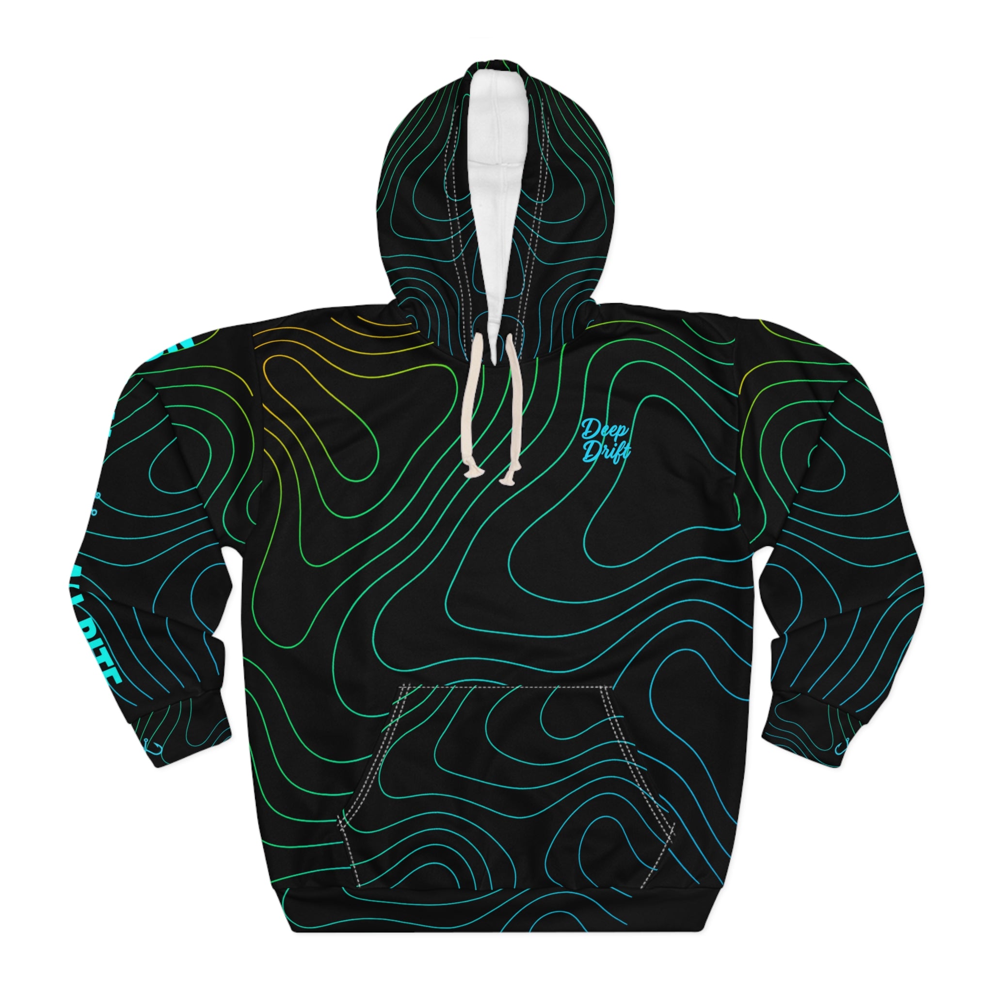 Green Octopus & Wave Topography Fishing Hoodie — Deep Drift Fishing,  Hooked Horizon Co. Neon Ombre Pullover