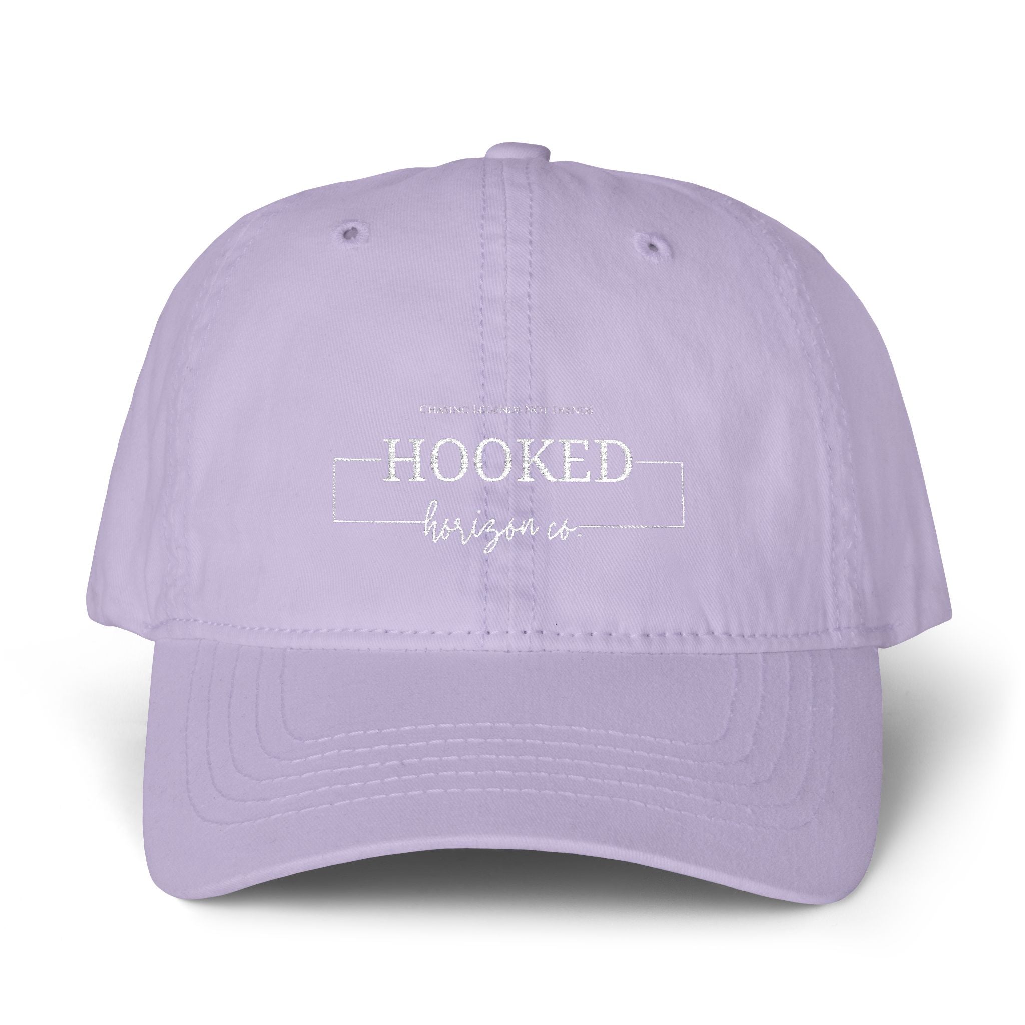 Chasing Legends Not Trends — Hooked Horizon Co. Women's Pigment-Dyed Cap with Fashion Undervisor (Embroidery), Multiple Color/ Lining Variations