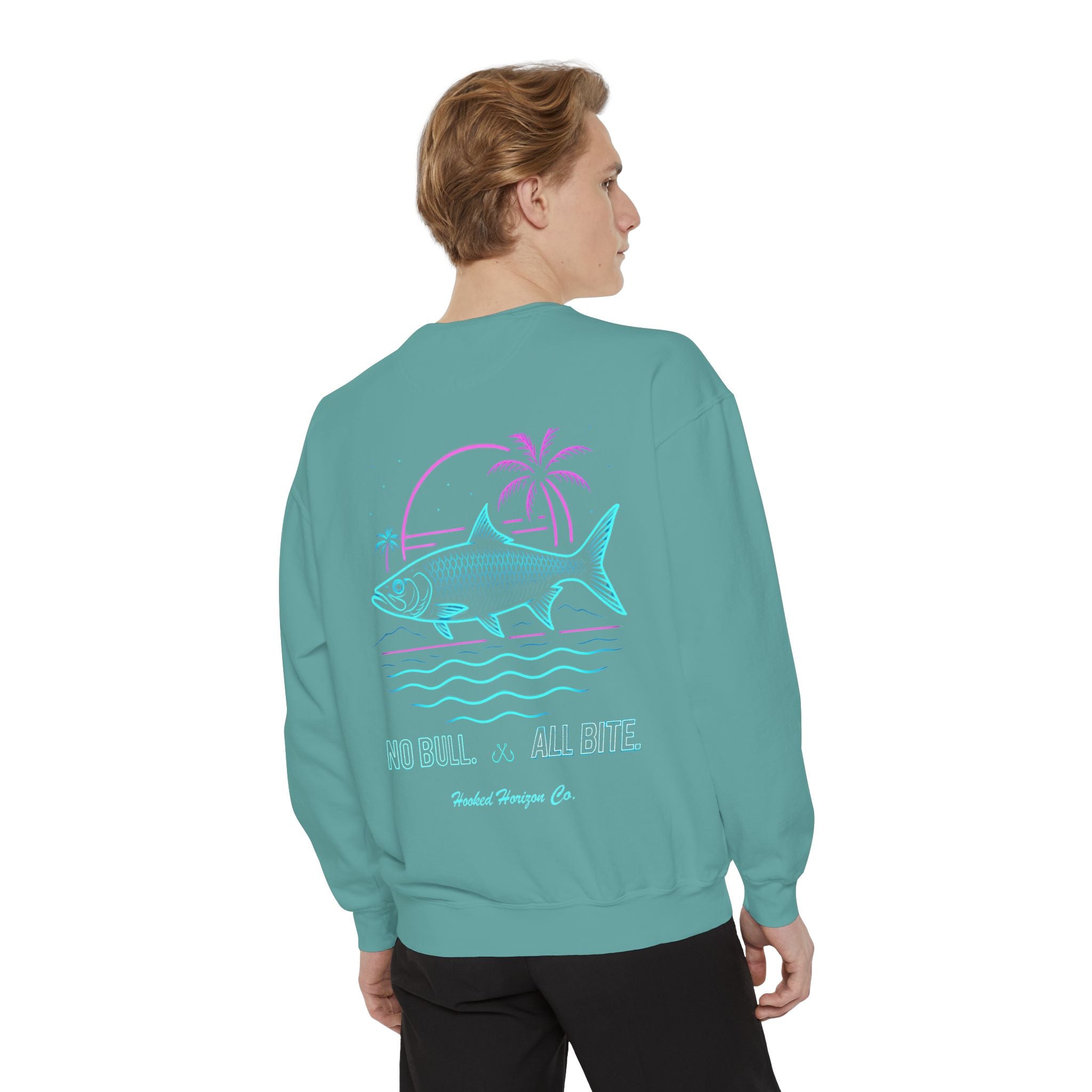 Vintage vibes Neon Tarpon Sweatshirt– Hooked Horizon Co. Ocean apparel, Gifts for Him & Her, Ocean Conservation, Soft Unisex Garment-Dyed Sweatshirt