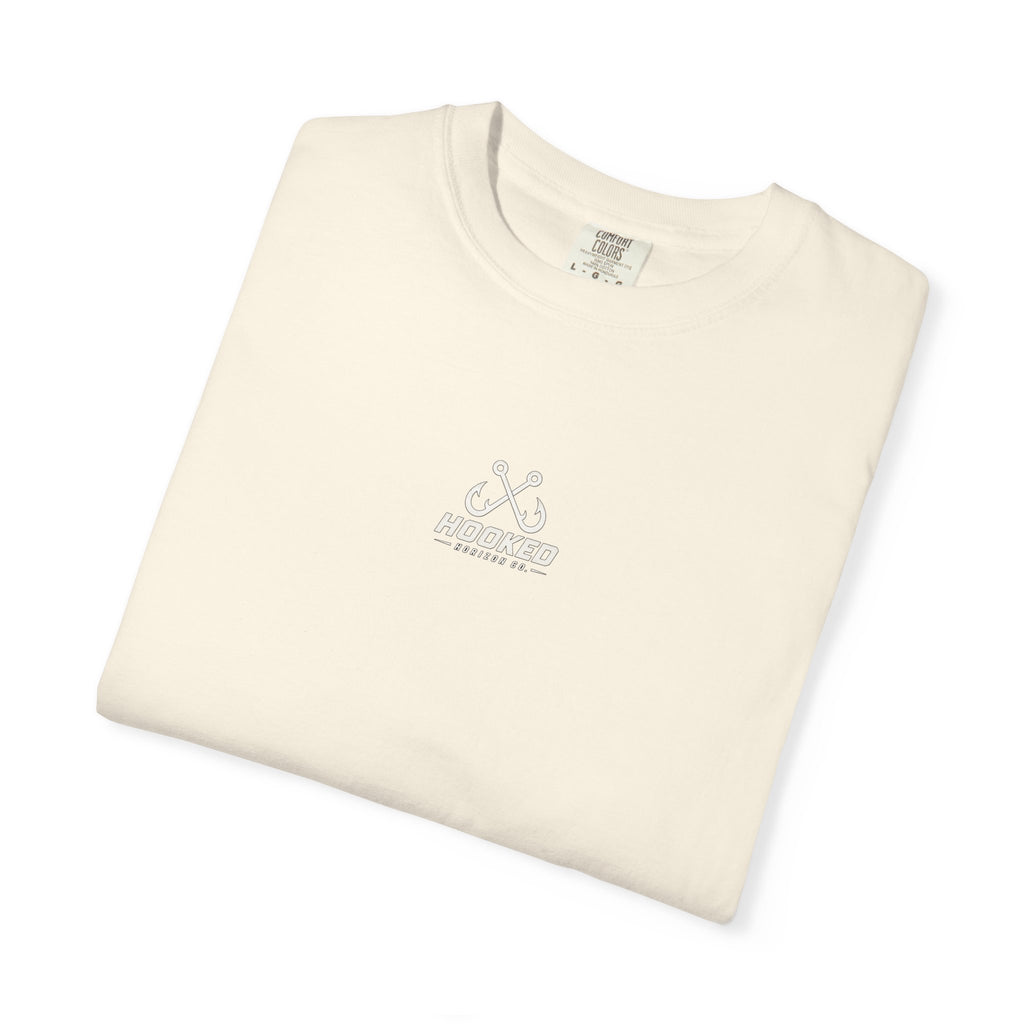 USA Triple Shark Hooked Horizon Co. — "Chasing Legends" Deep Drift Fishing Graphicishing Tee for Angler Lovers, Shark Lovers, Ocean Tee