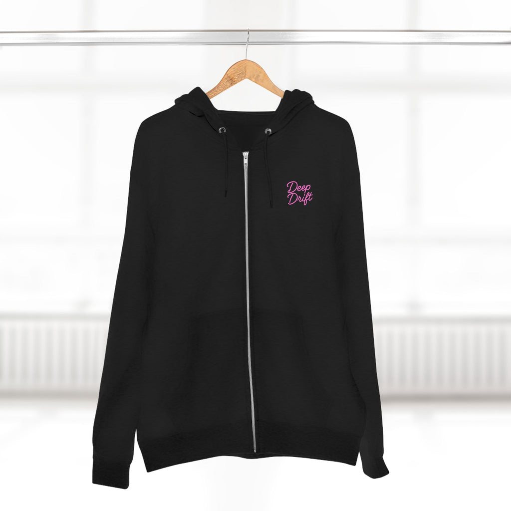 Neon Deep Drift Coral & Turtle Hooked Horizon Co. Unisex Zip Hoodie for Ocean Lovers, Nautical Fashion, Cool Weather Gear, Everyday Comfort, Perfect Gift