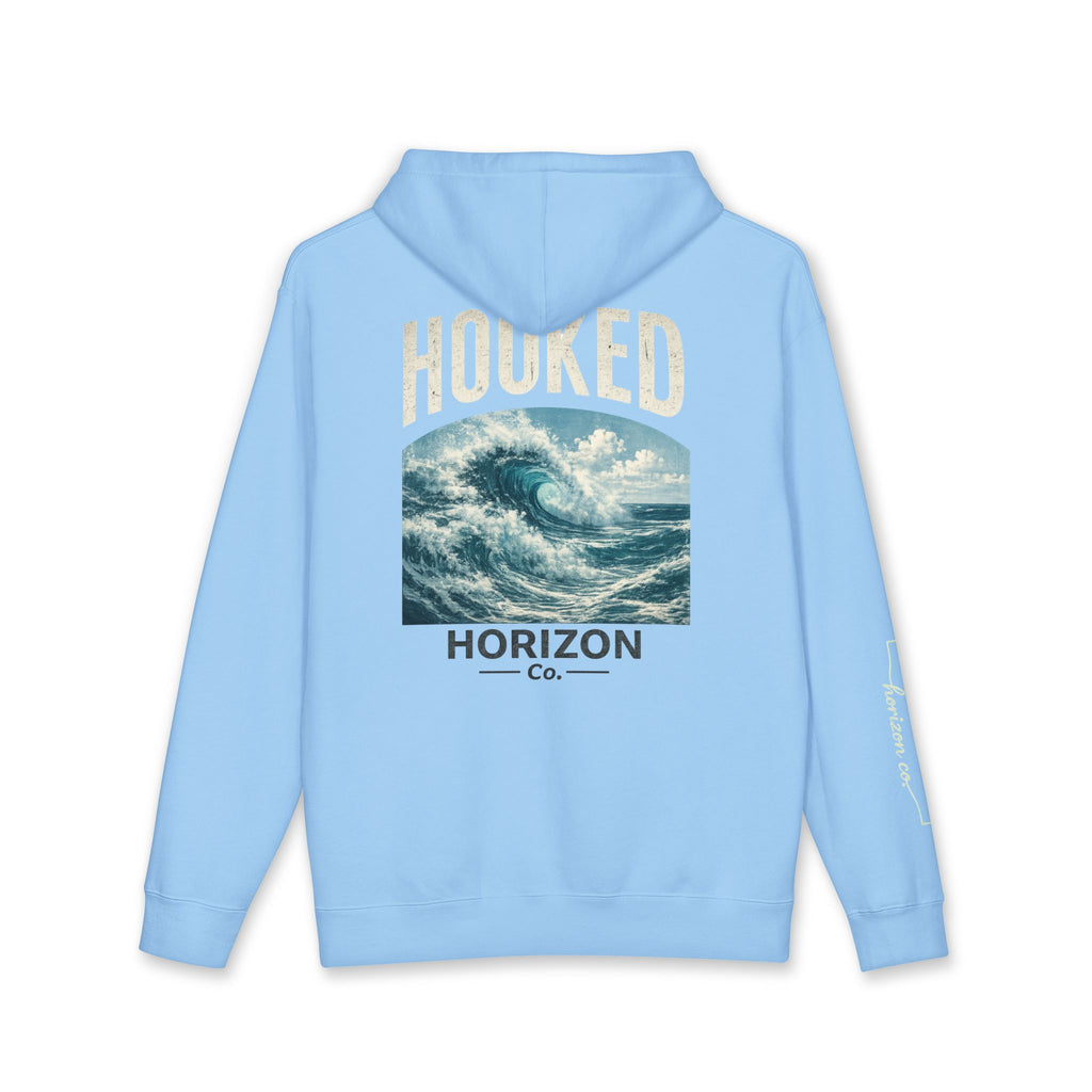 Wave Hoodie Hooked Horizon Co. — Minimal Fishing Back Graphic Hoodie, Multiple Color Variations