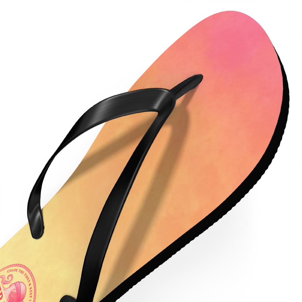 Pink Ombre Ocean-Inspired Flip Flops, Summer Sandals, Beach Footwear, Deep Drift, Vacation Essentials, Nautical Gift