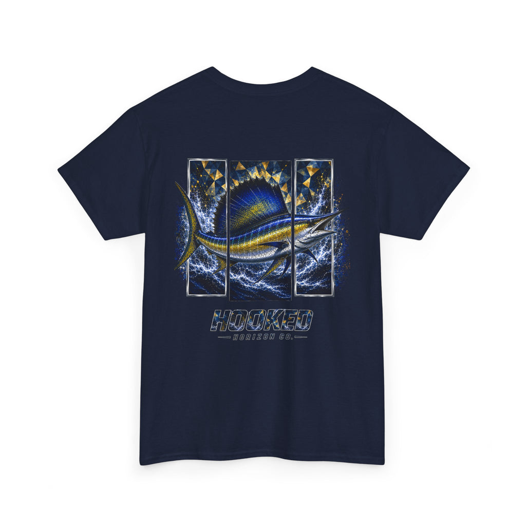 Sail Fish Hooked Horizon Co Tee—Ocean Graphic Tee — "Beloved" Ray Design