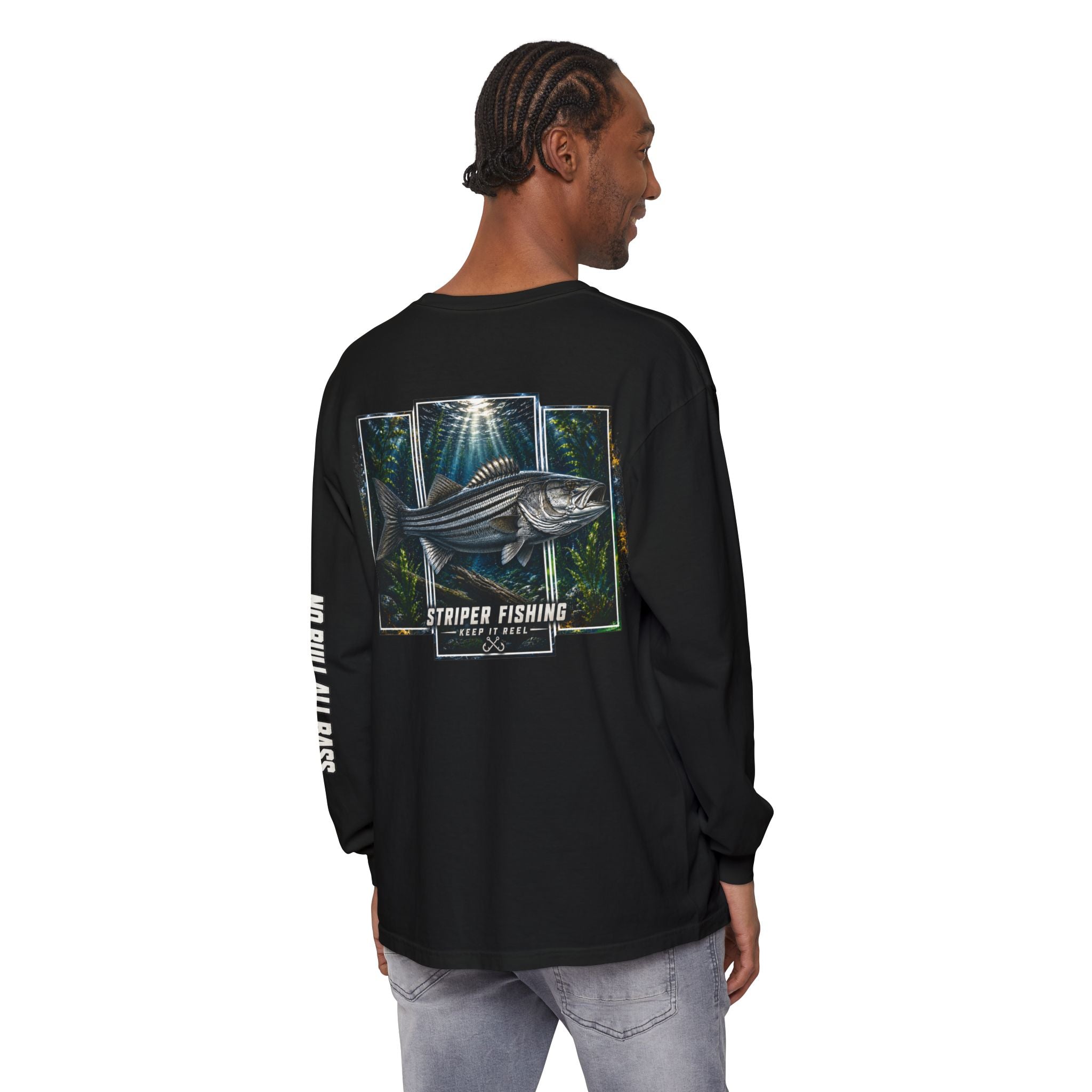 Saltwater Sea Striper Fishing Long Sleeve T-Shirt, Ocean Adventure Apparel, Boat Trip Shirt, Coastal Style, Gift for Fishermen