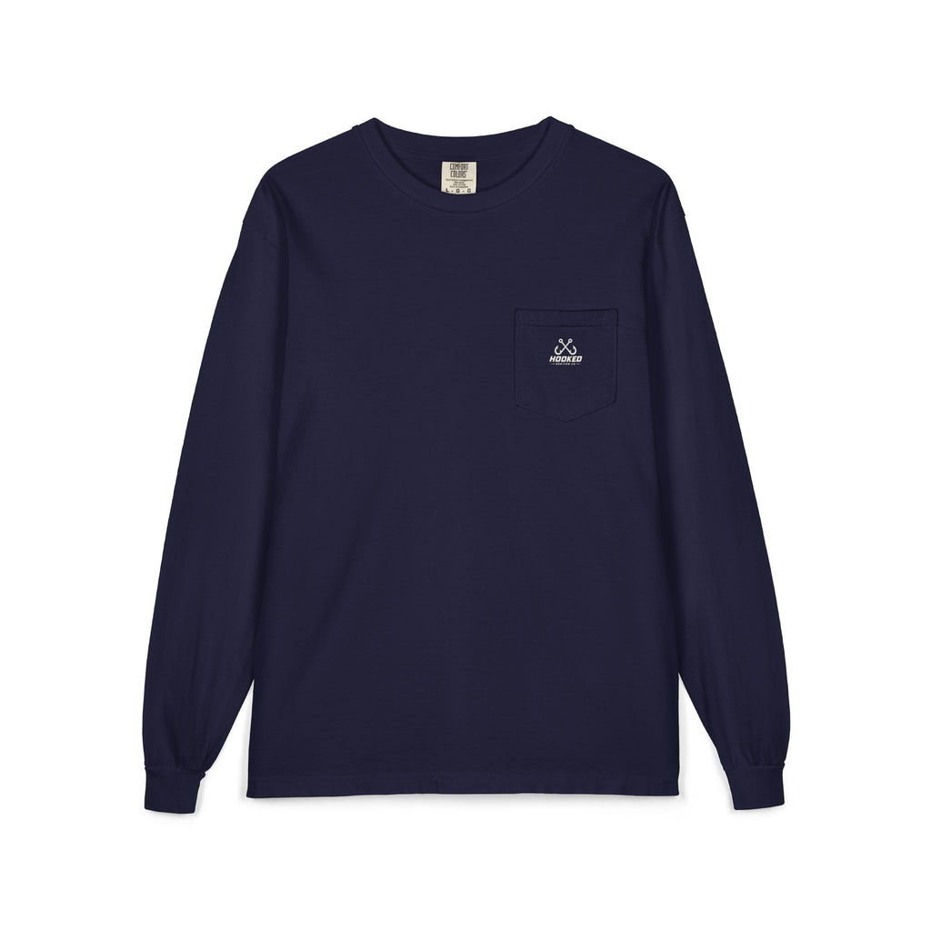 USA Manta Ray Hooked Horizon Co.  Classic Logo Unisex Long Sleeve Pocket T-Shirt
