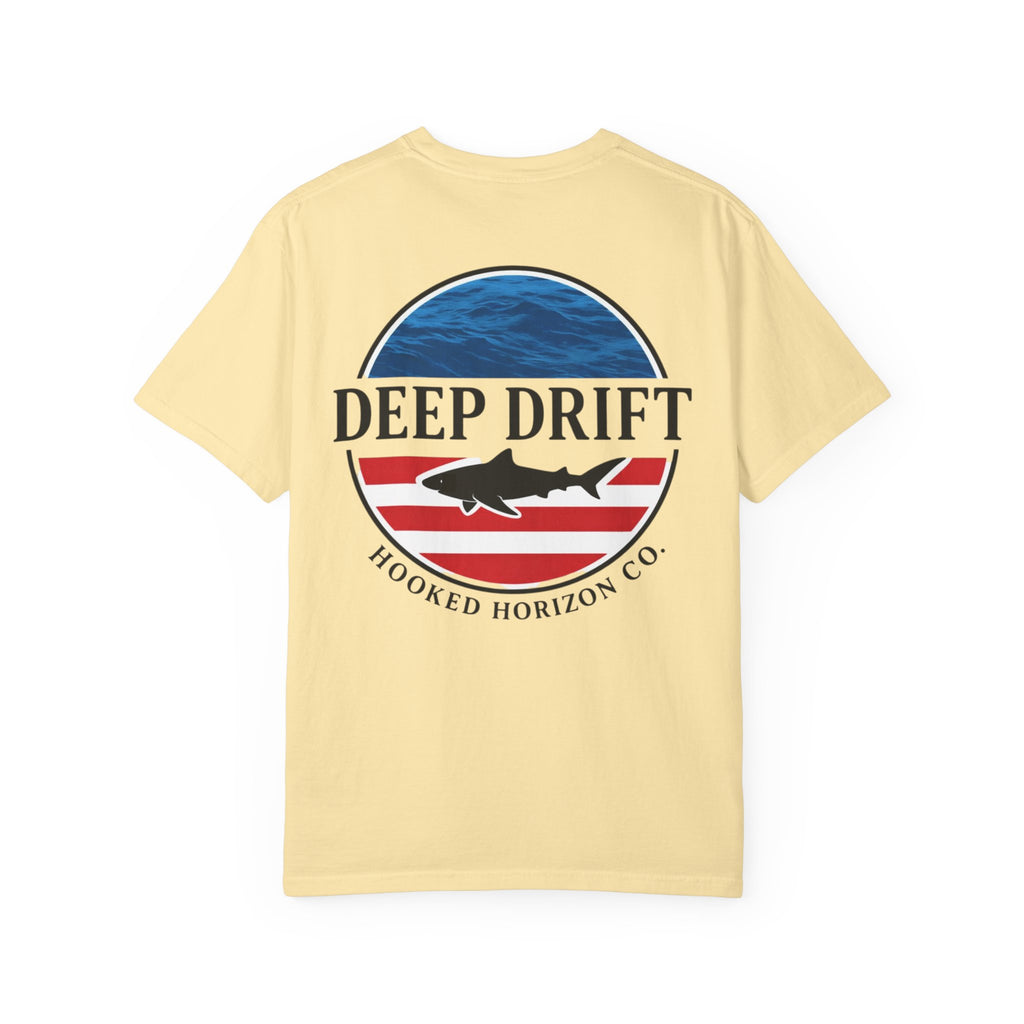 USA Deep Drift Fishing T-Shirt - RED, WHITE & BLUE Fishing Tee for Angler Lovers, Shark Lovers, Ocean Tee