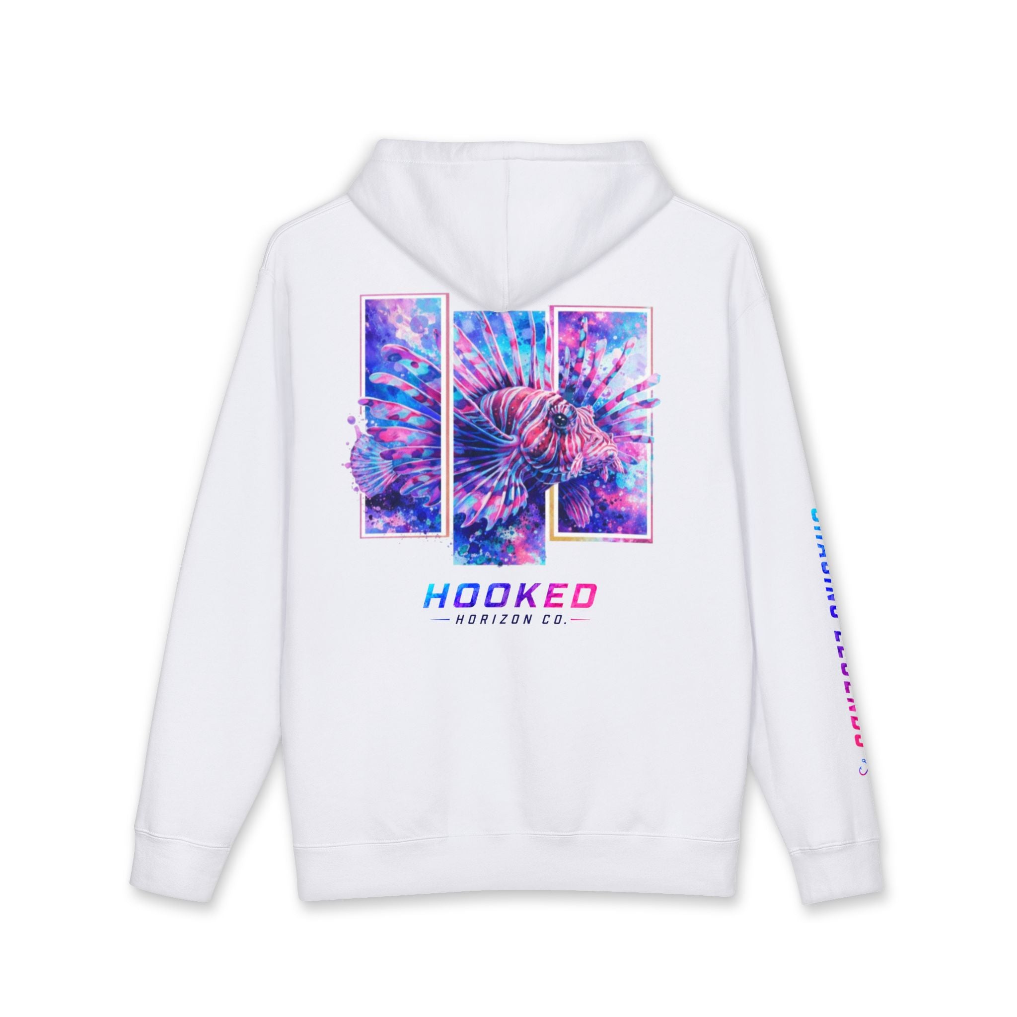 Lion Fish Hoodie Hooked Horizon Co. — Fishing Back Graphic Hoodie, Multiple Color Variations