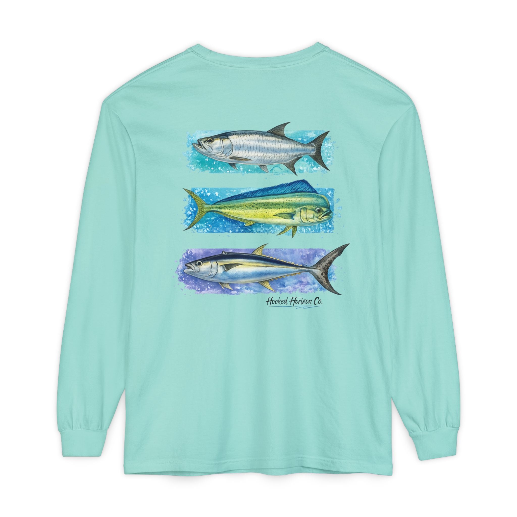 Chasing Legends Tarpon, Mahi Mahi, TunaSaltwater Fish Long Sleeve Tee — Hooked Horizon Co. Graphic Shirt