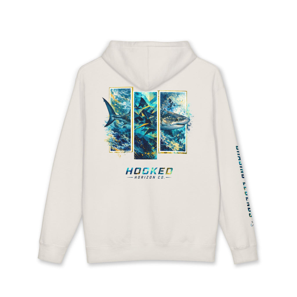 Bull Shark Hoodie Hooked Horizon Co. — Fishing Back Graphic Hoodie, Multiple Color Variations