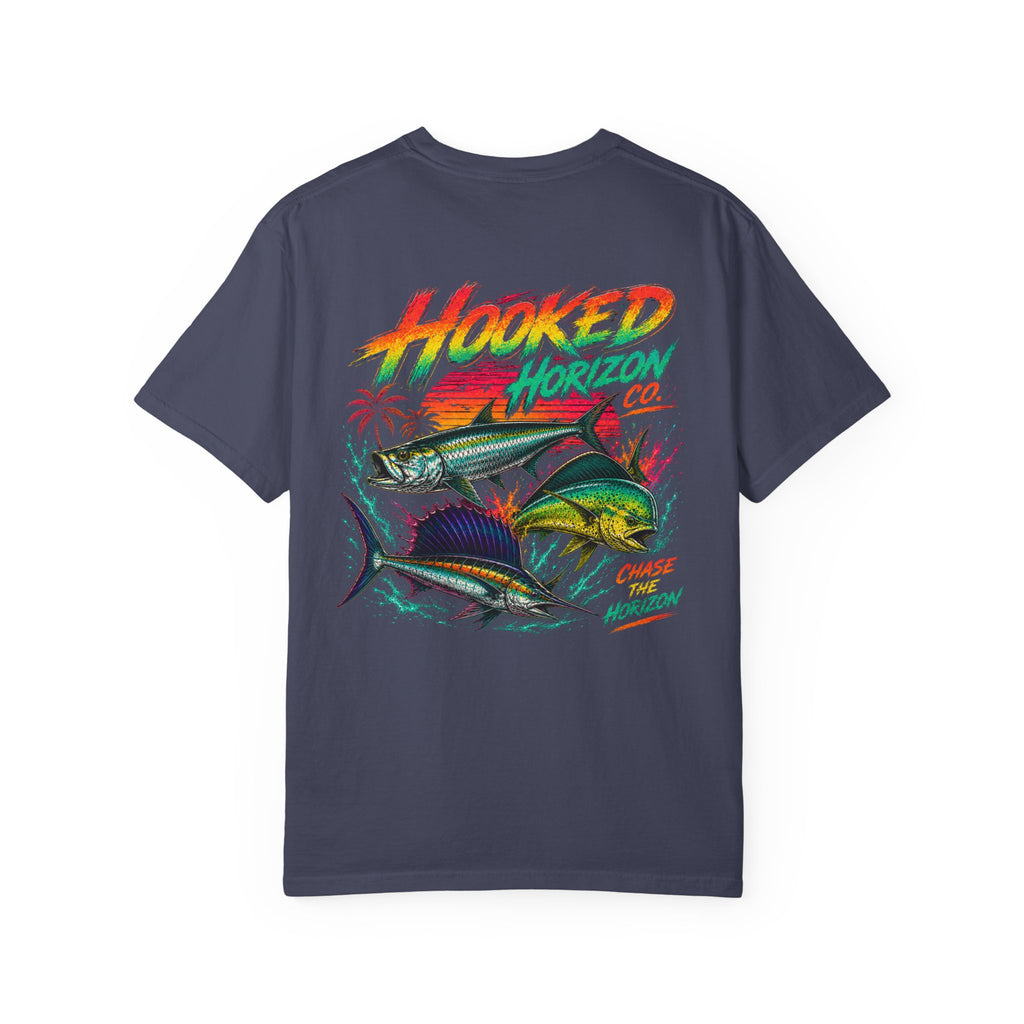 Retro 80s Tripple Fish Fishing Tee — Hooked Horizon Co.  Angler Gifts Ocean Lover Gifts