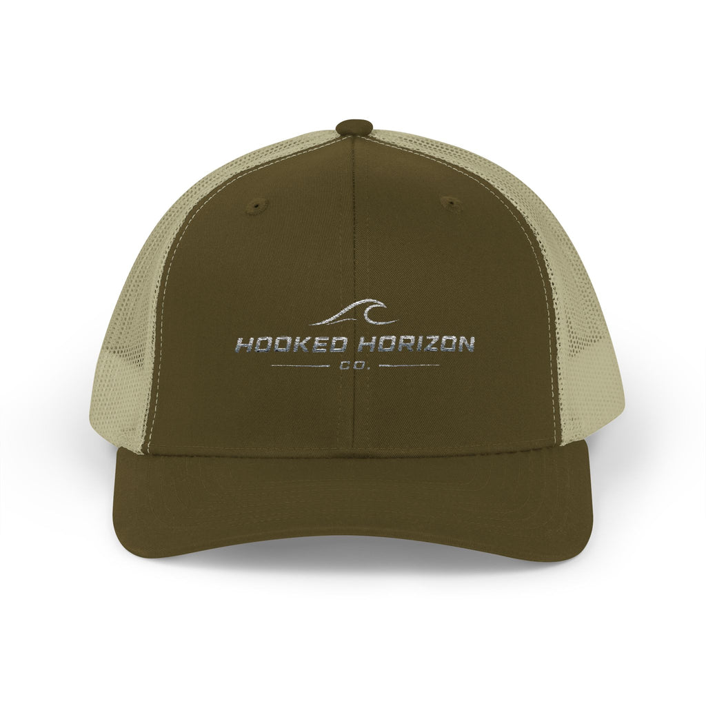 Wave Hooked Horizon Trucker Cap — Embroidered Fishing Snapback