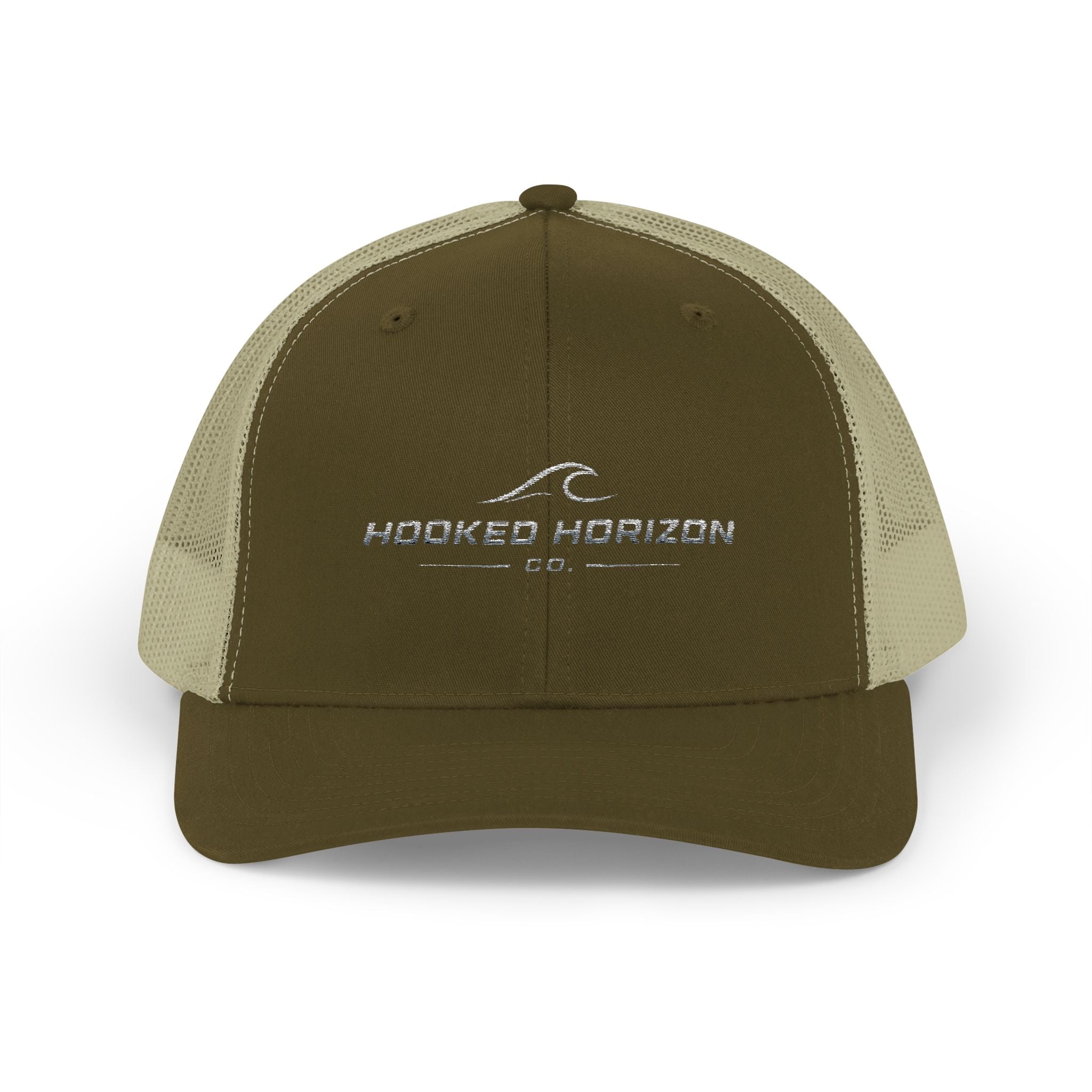 Wave Hooked Horizon Trucker Cap — Embroidered Fishing Snapback
