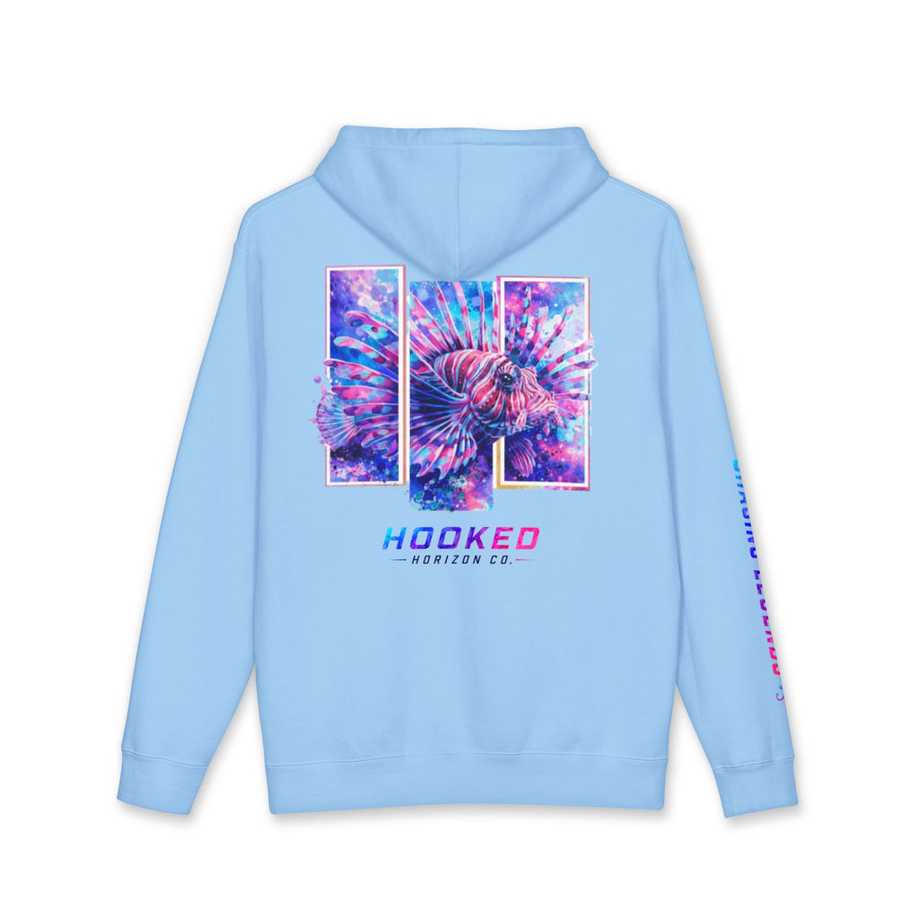 Lion Fish Hoodie Hooked Horizon Co. — Fishing Back Graphic Hoodie, Multiple Color Variations